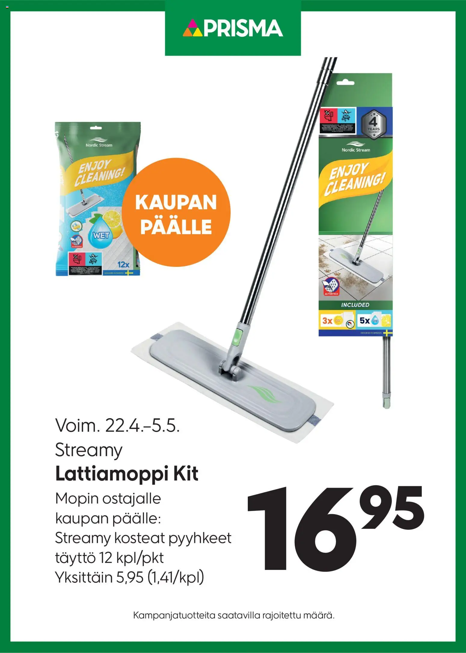 Kaupan Prisma Prisma tarjoukset Lattiamoppi esikatselu, voimassa 22/04/2026