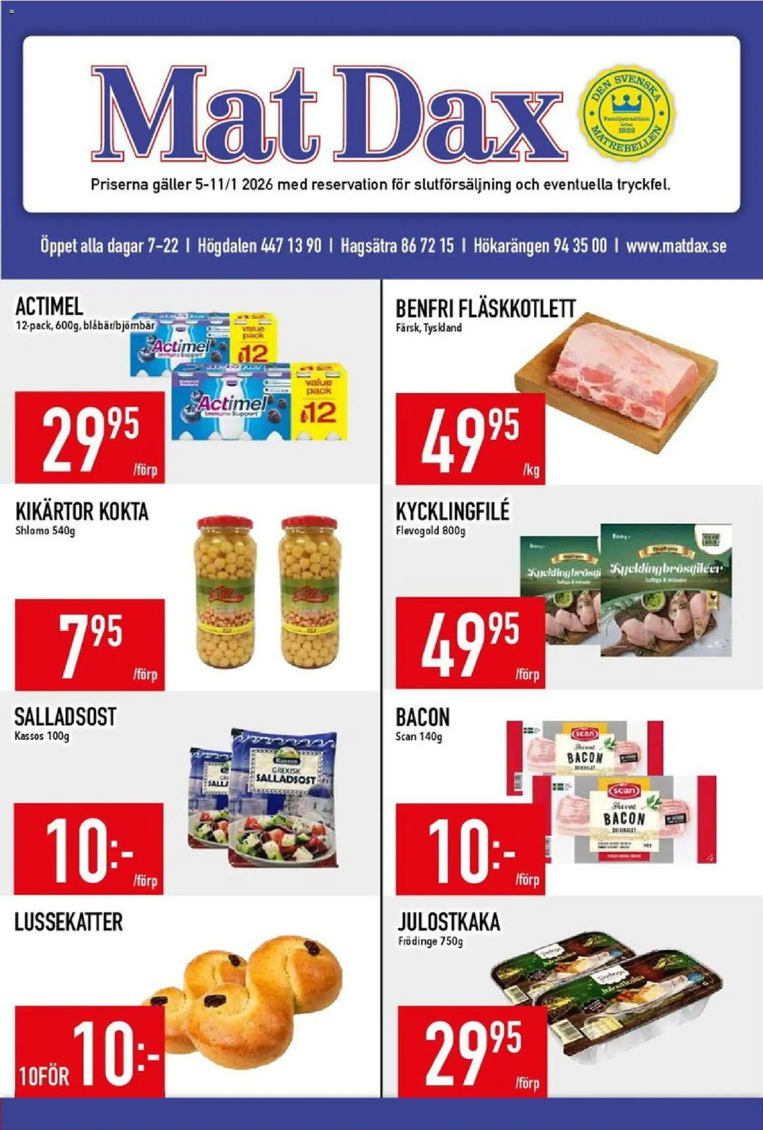 Förhandsgranska reklamblad Aktuella reklamblad Matdax från butik Matdax gäller från 05/01/2026