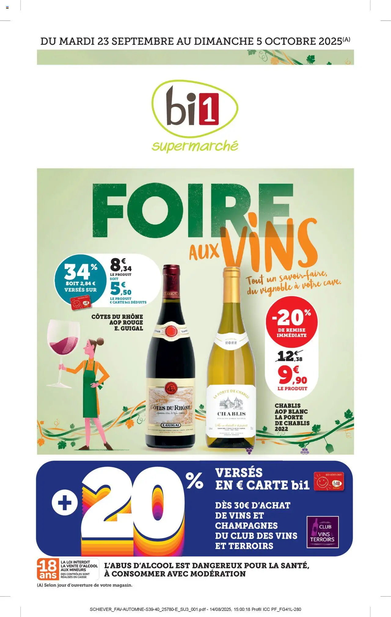 Catalogue foire aux vins de la boutique bi1 valable du 22/09/2025 - Page numéro 1