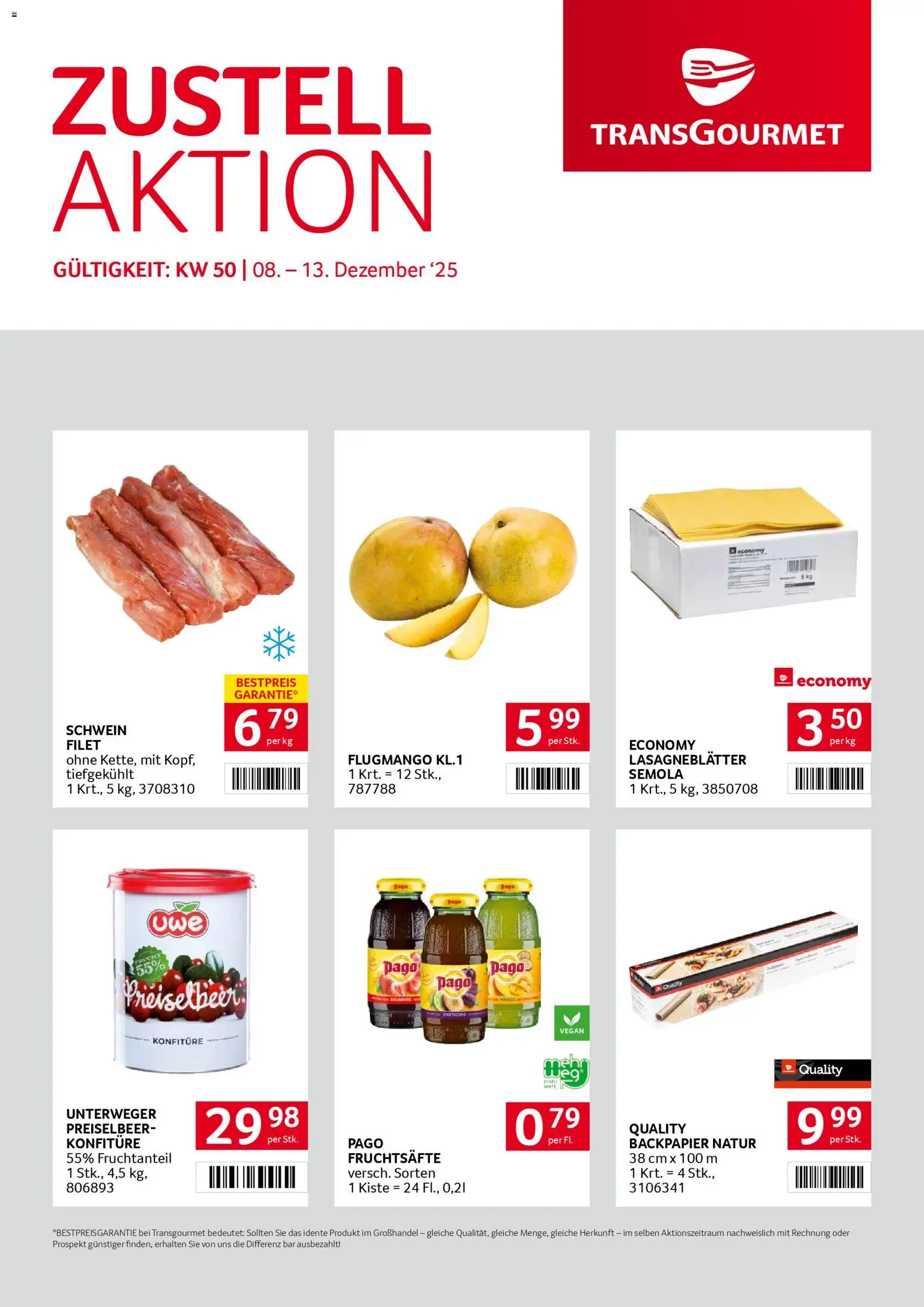 Vorschau der Angebote: Transgourmet Zustellaktion gültig ab 08.12.2025