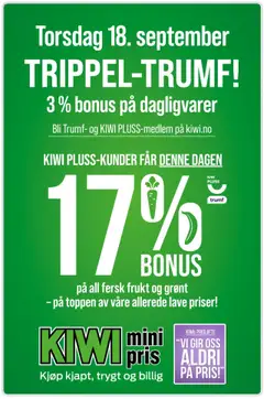 Forhåndsvis TRIPPEL-TRUMF! fra butikk Kiwi gyldig fra 18/09/2025