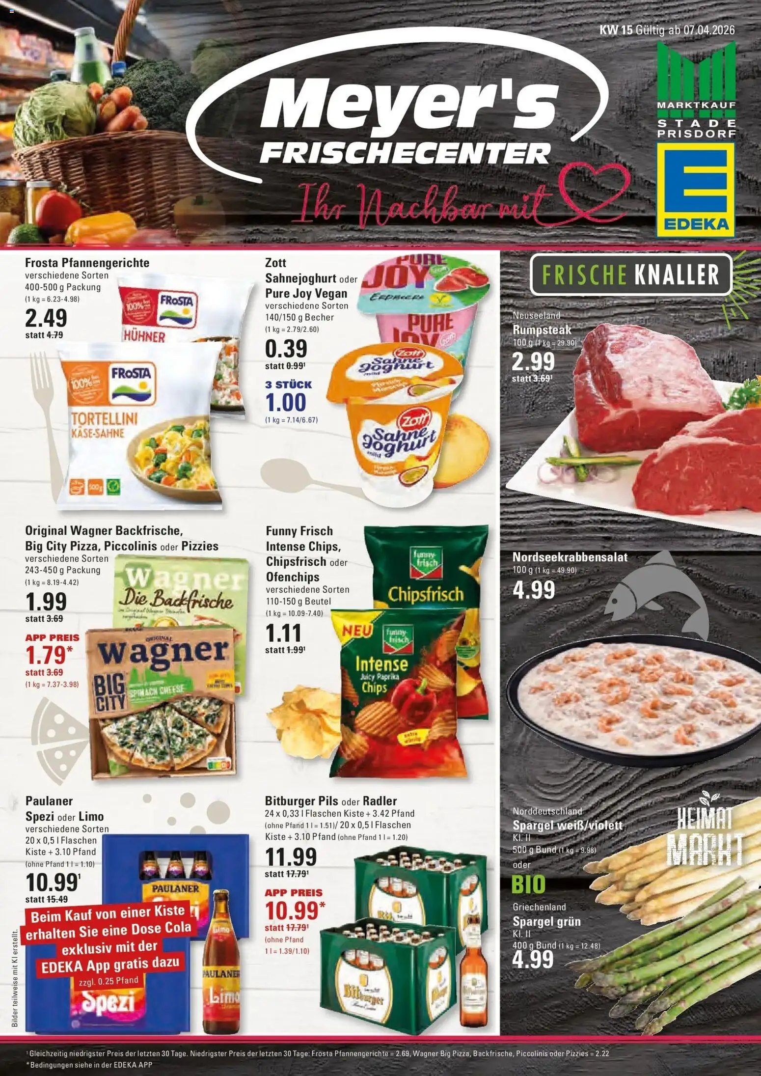 Vorschau von dem Prospekt des Geschäftes Edeka, gültig ab dem 05.04.2026 - Bilder, Steak, Joghurt, Paprika, Frosta, Paulaner, Radler, Pils