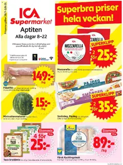 Förhandsgranska reklamblad Aktuella reklamblad ICA Supermarket från butik ICA Supermarket gäller från 28/07/2025