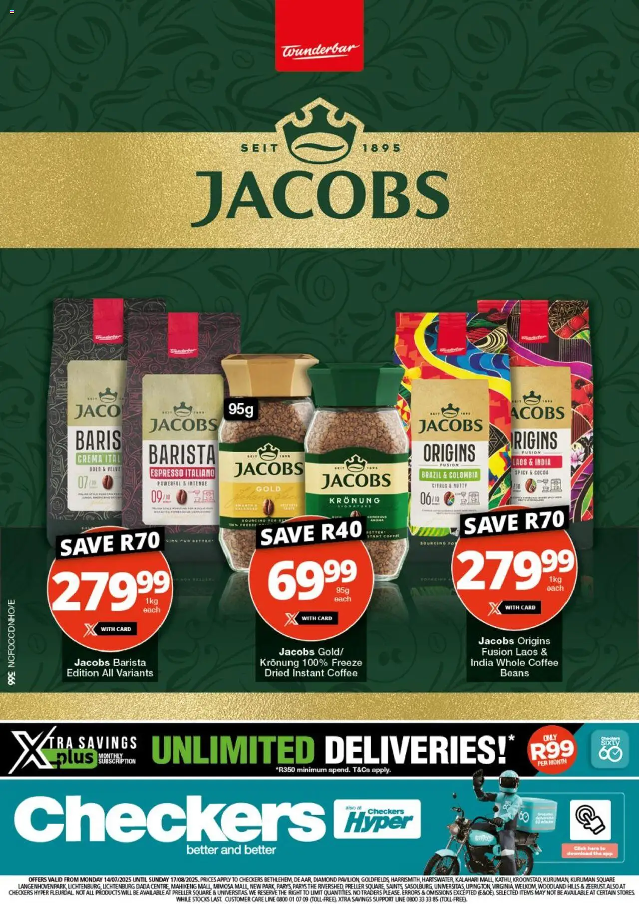 Checkers Northern Cape - Jacobs Promotion 14/07 - 17/09/2025 >> Catalogue - Coffee beans, Beans, Cocoa, Coffee, Instant coffee