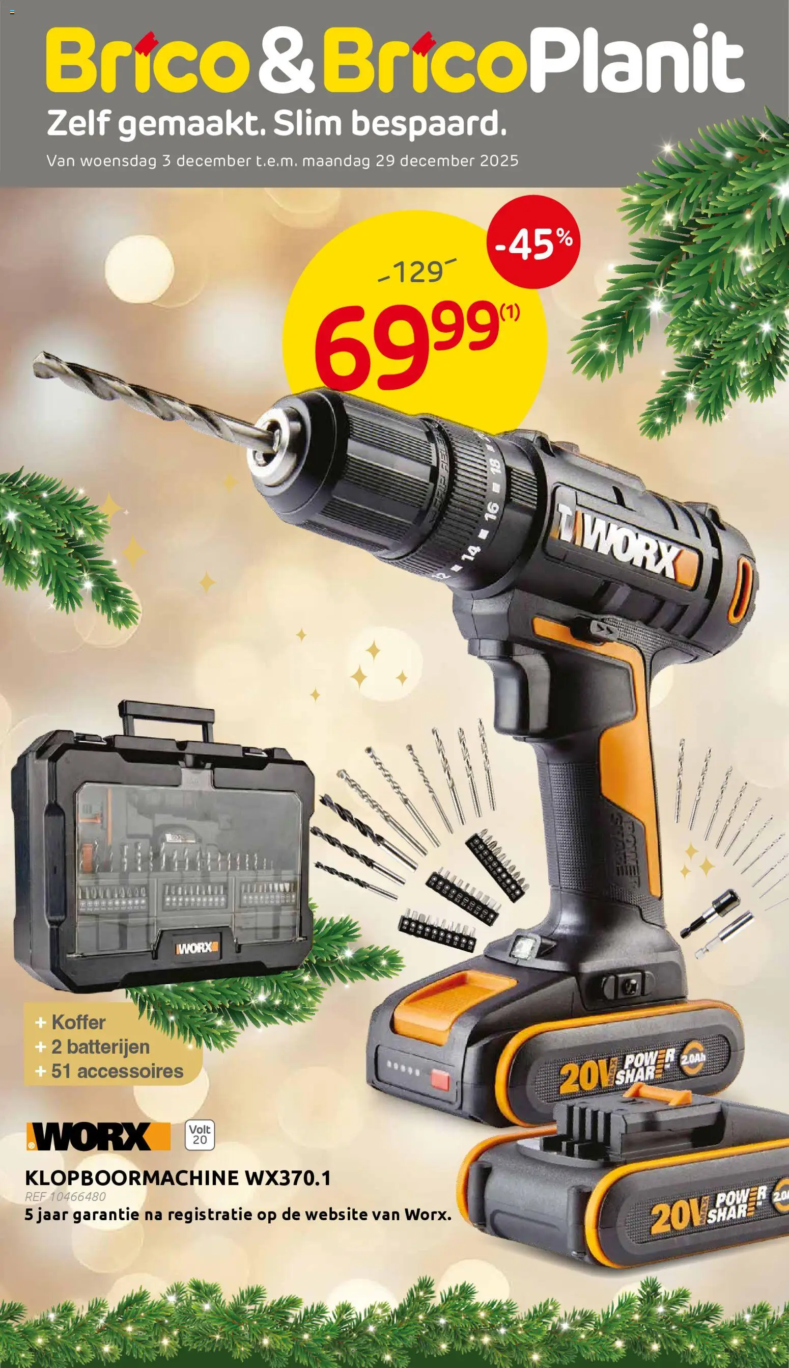 Voorbeeld van Folder van winkel Brico geldig vanaf 03/12/2025 - Batterijen, Koffer, Klopboormachine