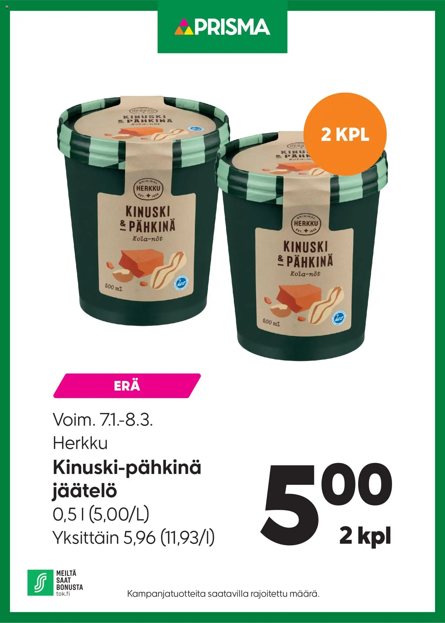 Kaupan Prisma Tarjoukset Herkku jäätelö esikatselu, voimassa 07/01/2026