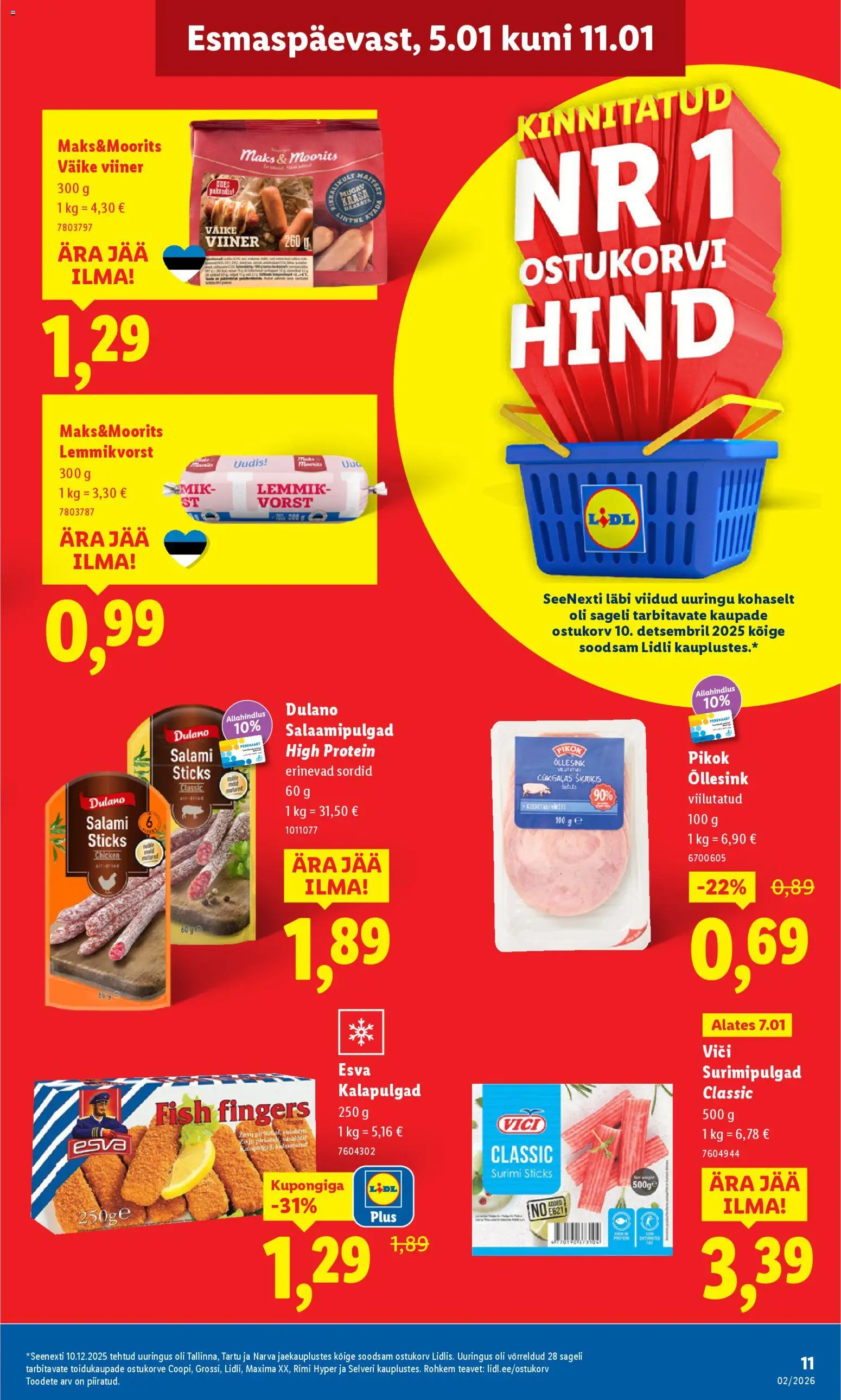 Lidl kliendilehe eelvaade alates 2026.01.05