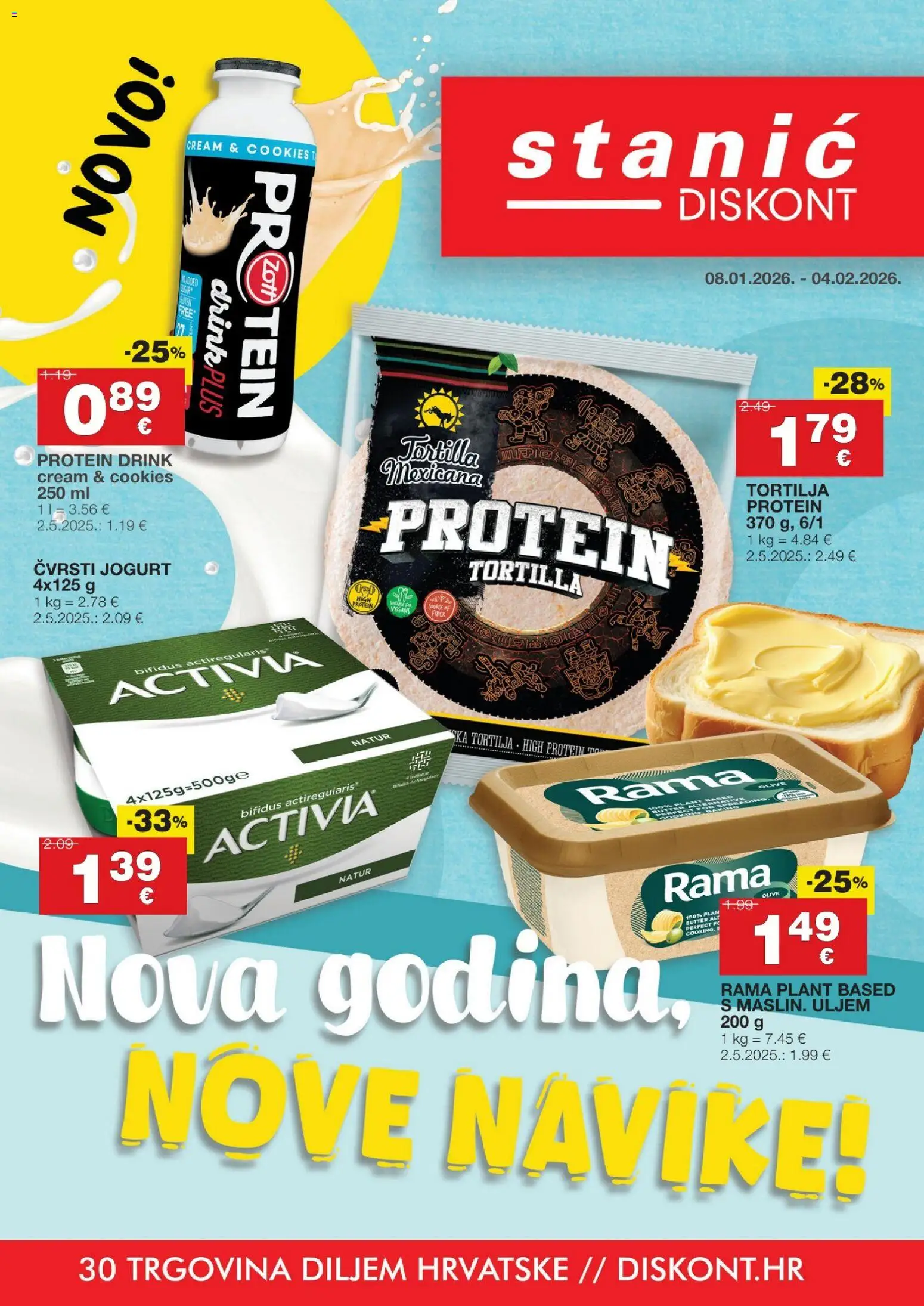 Pregled letka Katalog trgovine Stanić Diskont vrijedi od 08.01.2026 - Protein, Jogurt