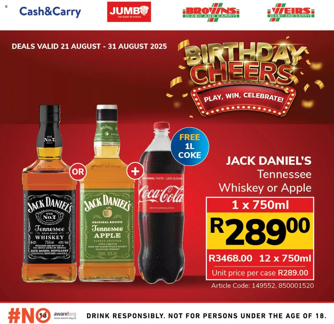 Jumbo Birthday Specials Whisky from 21/08 - 31/08/2025 > Promotions
