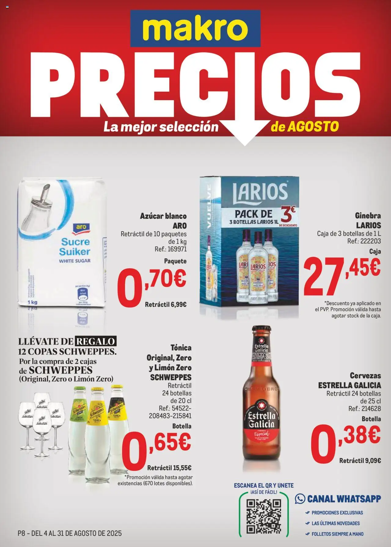 Makro Precios Cataluña > 04/08 - 31/08/2025 > Ofertas - Ginebra, Azúcar, Limón, Caja, Tónica