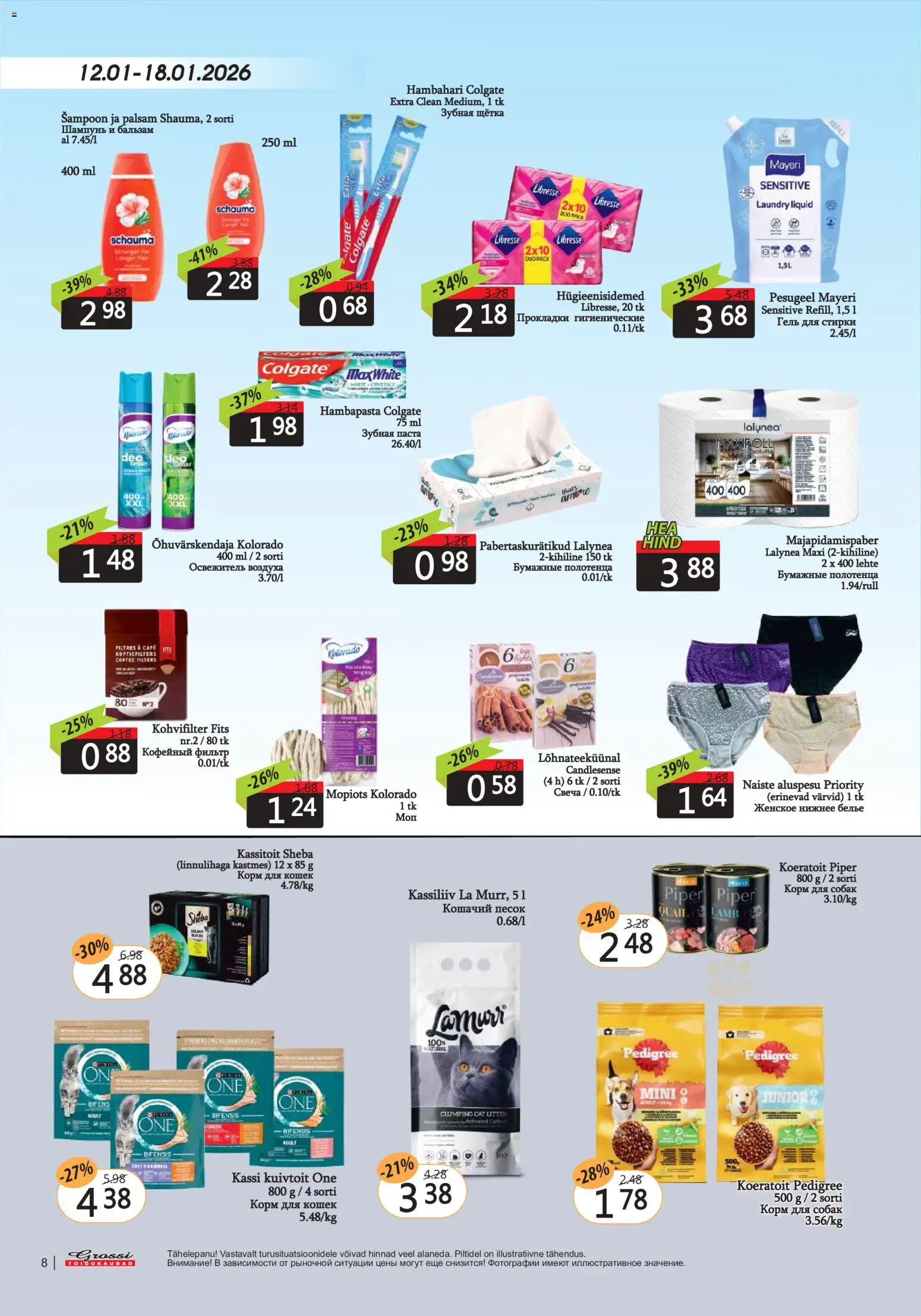 Grossi Toidukaubad kliendilehe eelvaade alates 2026.01.12