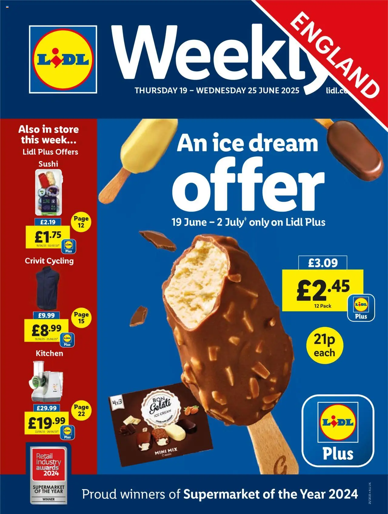 Lidl shop Lidl Weekly valid from 19/06/2025 - Page number 1 - Ice, Kitchen, Sushi, Cream, Ice cream