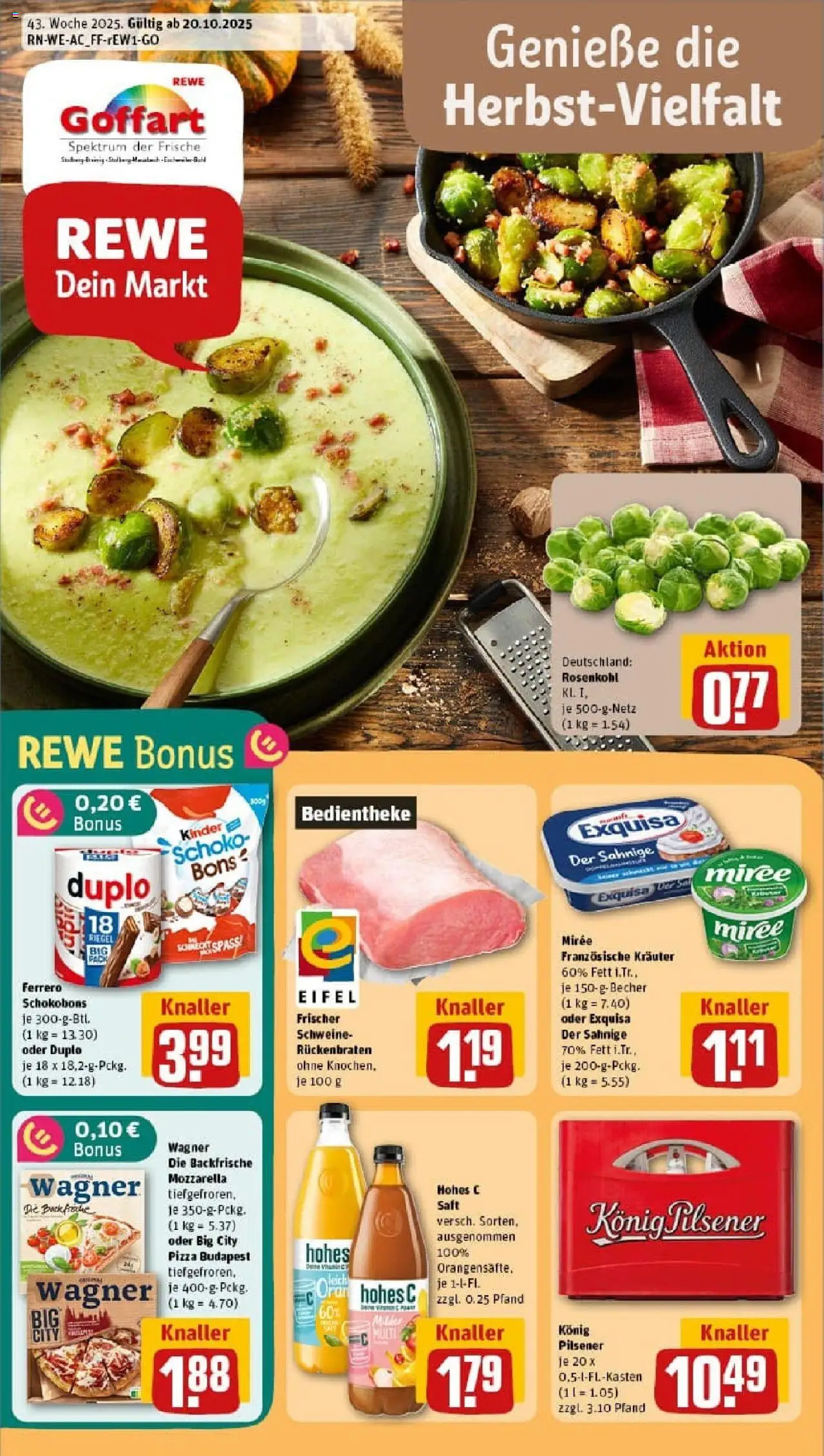 REWE Prospekt ab 19.10.2025 nächste Woche - Prospekt Eschweiler / Bohl	