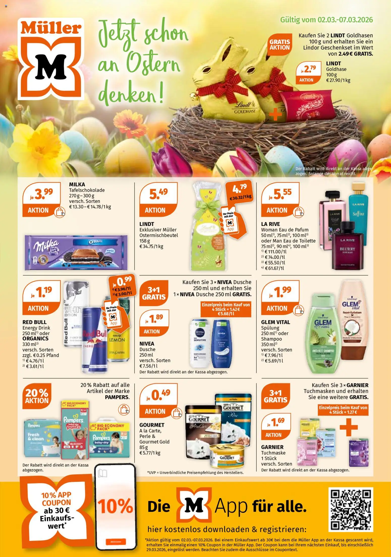 Vorschau der Angebote: Müller Müller Flugblatt gültig ab 02.03.2026 - Toilette, Pampers, Dusche, Shampoo, Eau de Toilette, Spülung