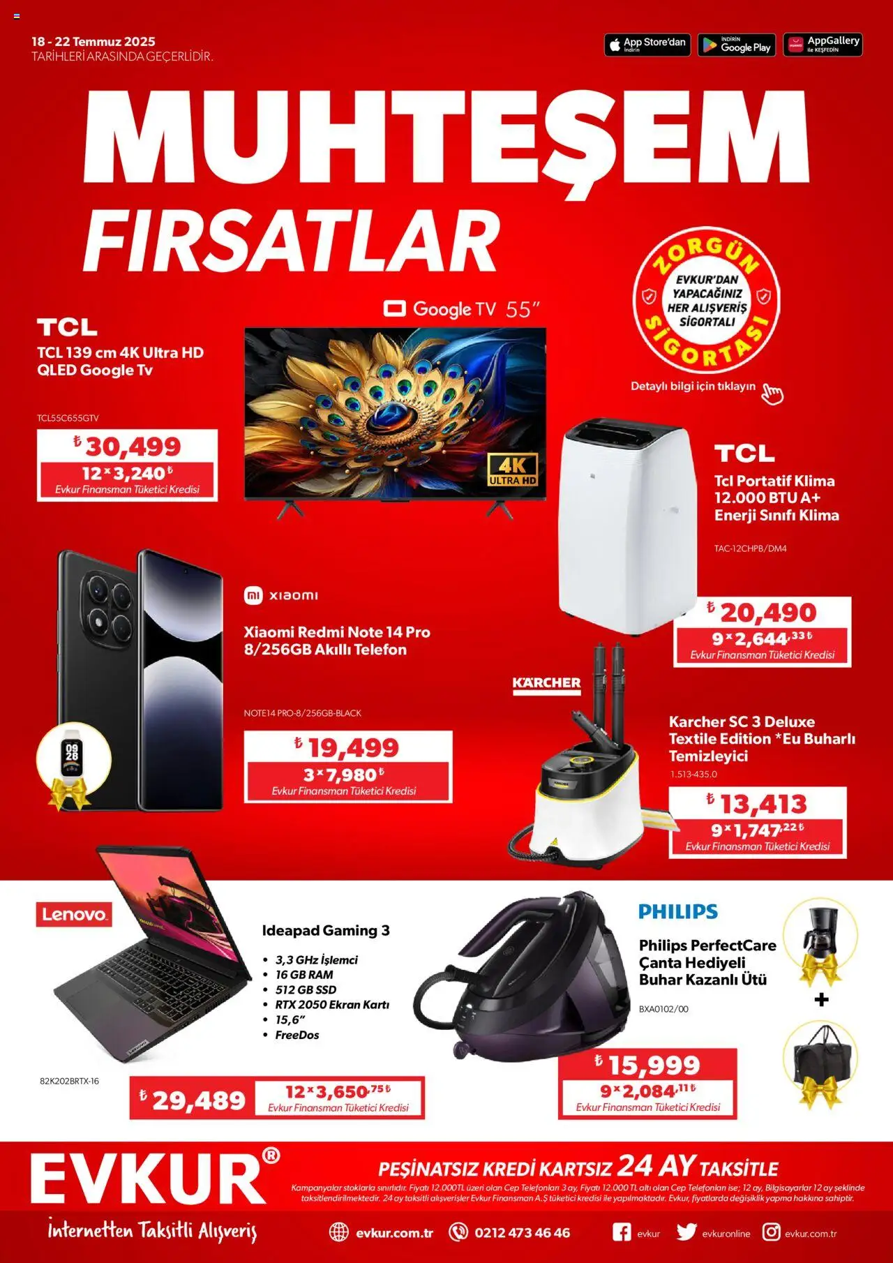 Evkur Katalog (18 - 22 Temmuz 2025) - Sayfa numarası 1 - Telefon, Klima, TV, Çanta, Ütü, Akıllı telefon
