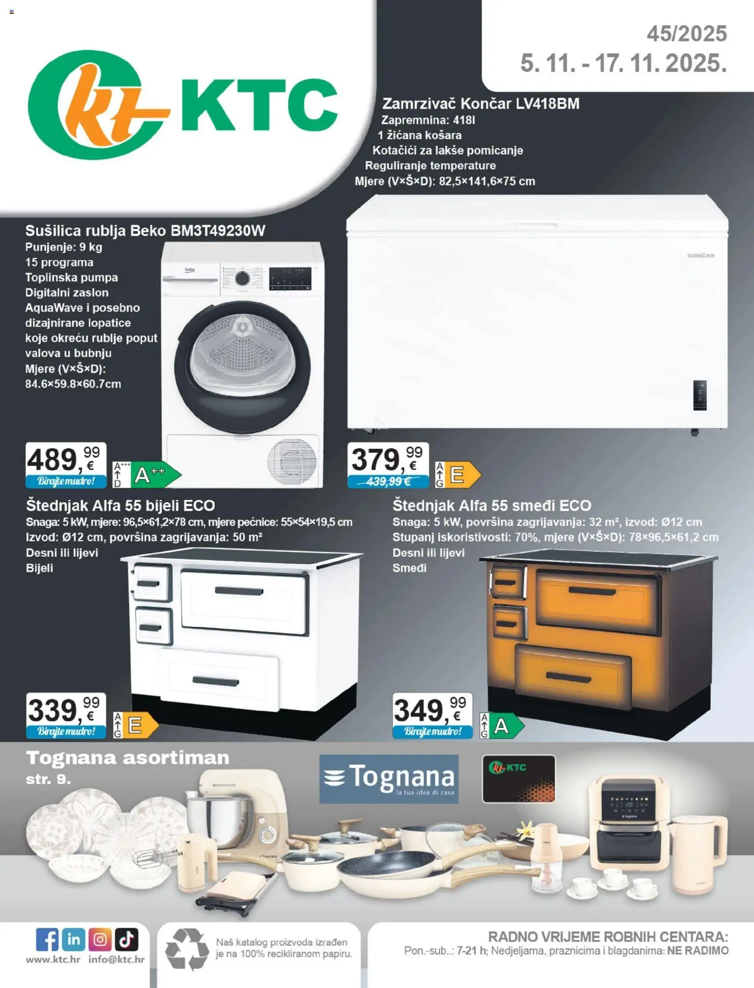 Pregled letka Katalog tehnike i posuđa trgovine KTC vrijedi od 05.11.2025