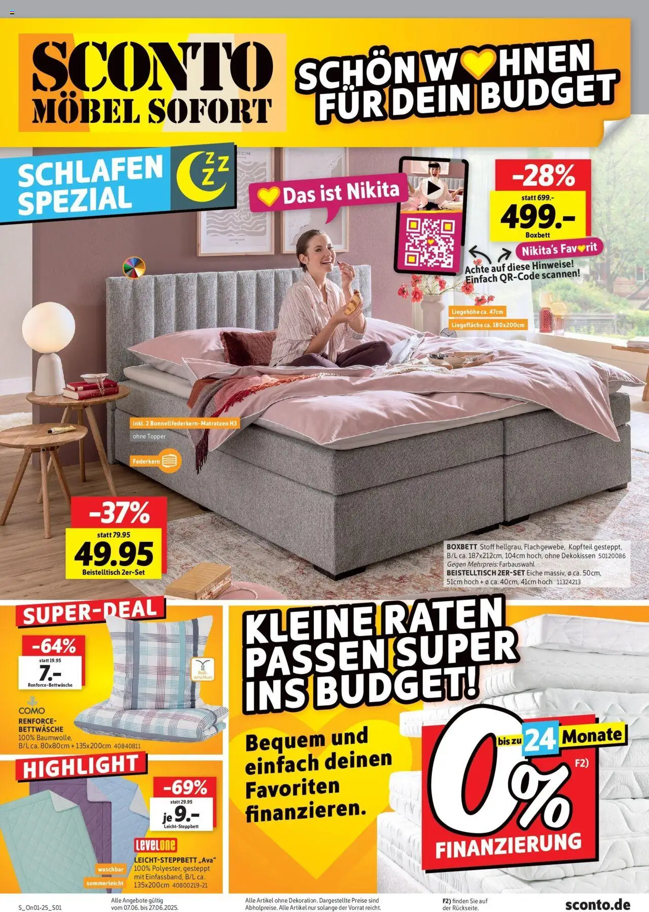 Sconto Prospekt (vom 07.06.2025 - 27.06.2025) - Bettwäsche, Beistelltisch, Topper