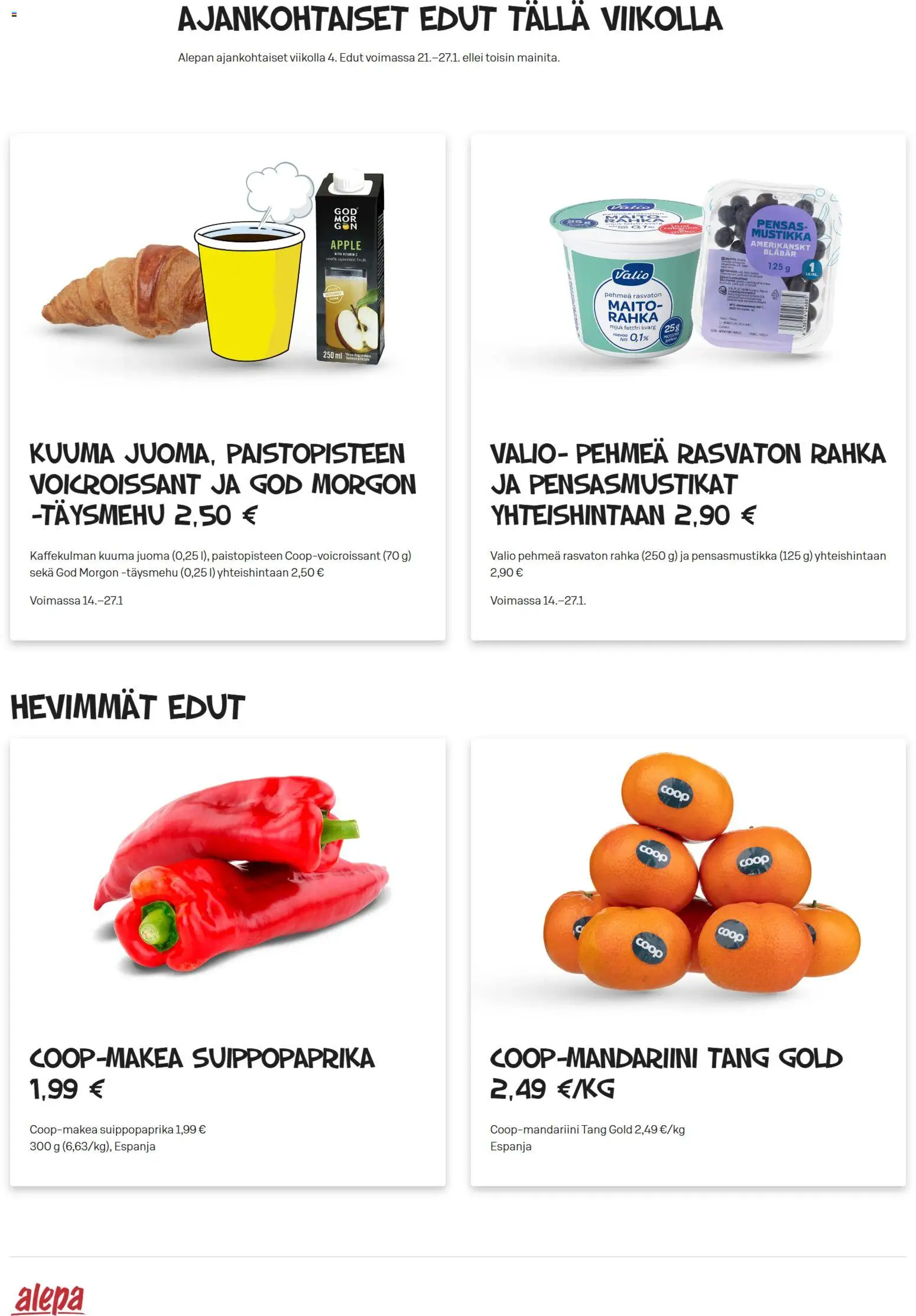 Kaupan Alepa Tarjoukset esikatselu, voimassa 21/01/2026