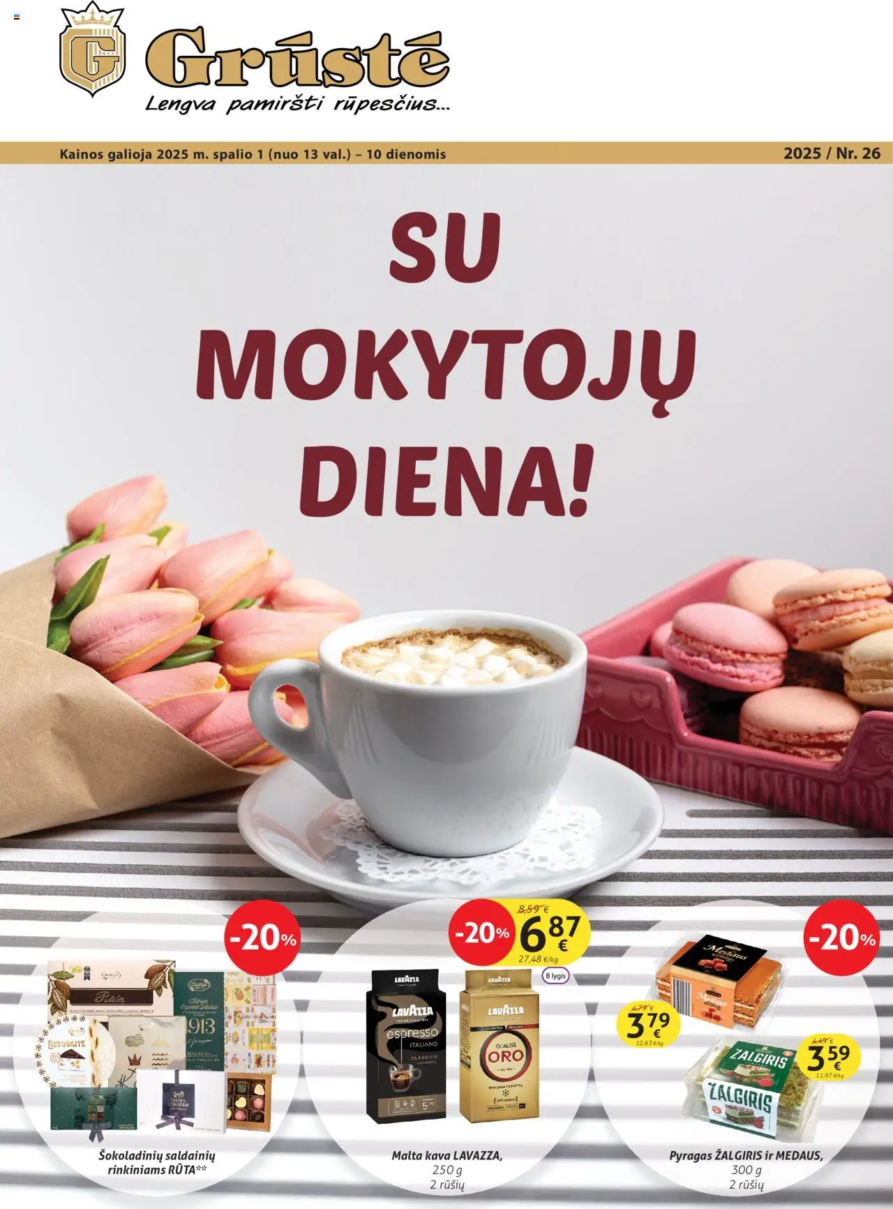 GRUSTE leidinys galioja nuo 2025.10.01 – puslapio numeris 1 - Kava, Pyragas