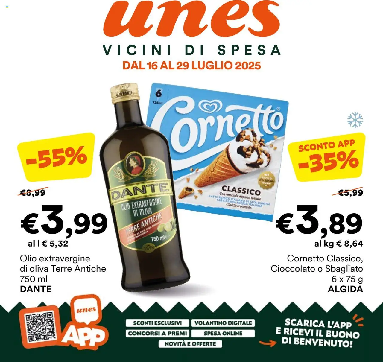 Volantino Unes valido da 16/07/2025 numero di pagina 1