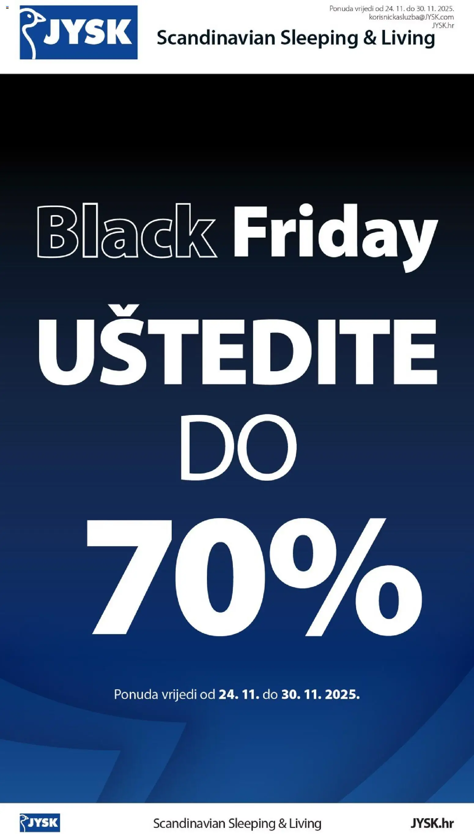 Pregled letka Katalog Black Friday trgovine JYSK vrijedi od 24.11.2025
