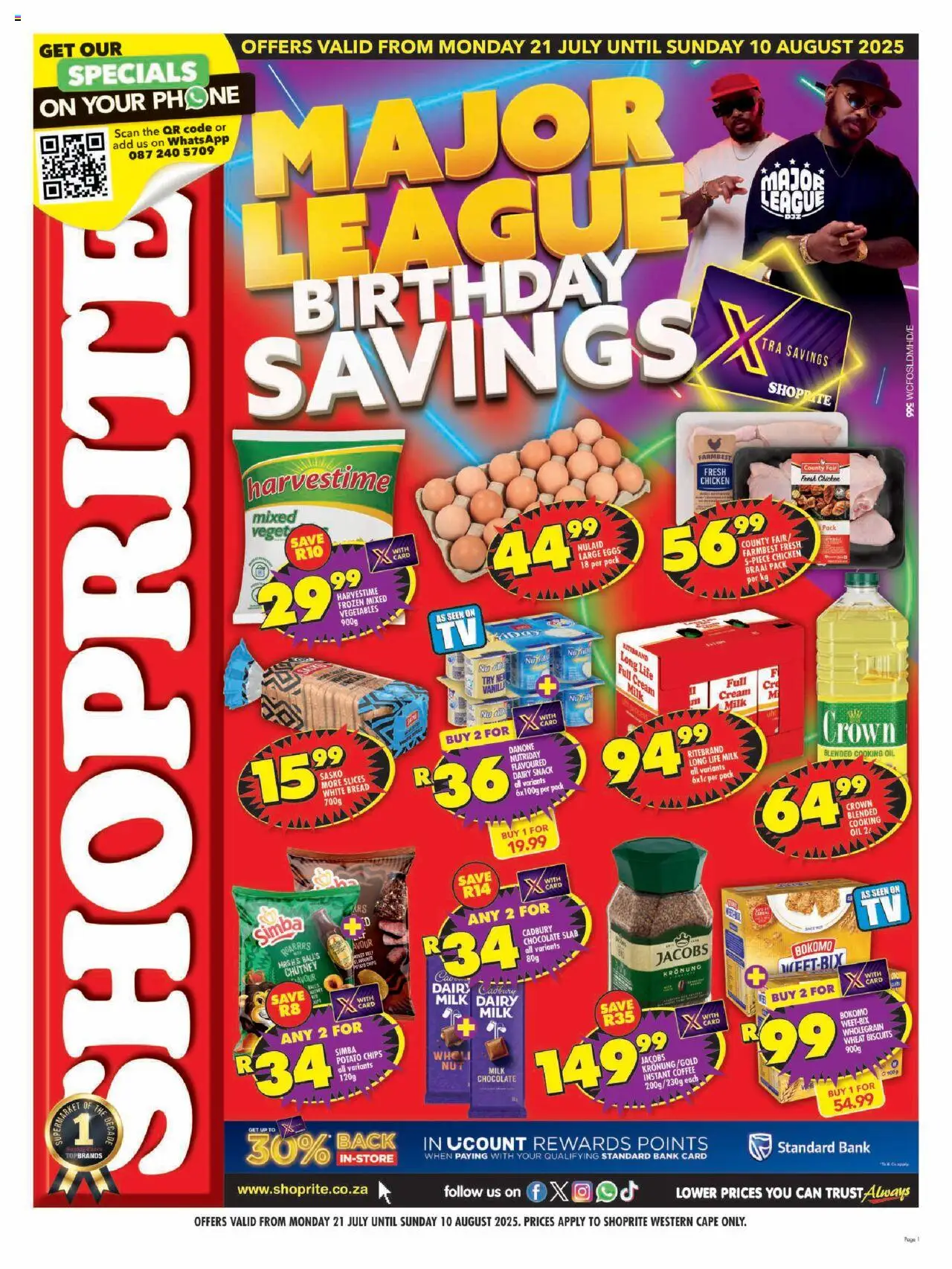 Shoprite Western Cape - Major Deals Extra 21/07 - 10/08/2025 >> Catalogue