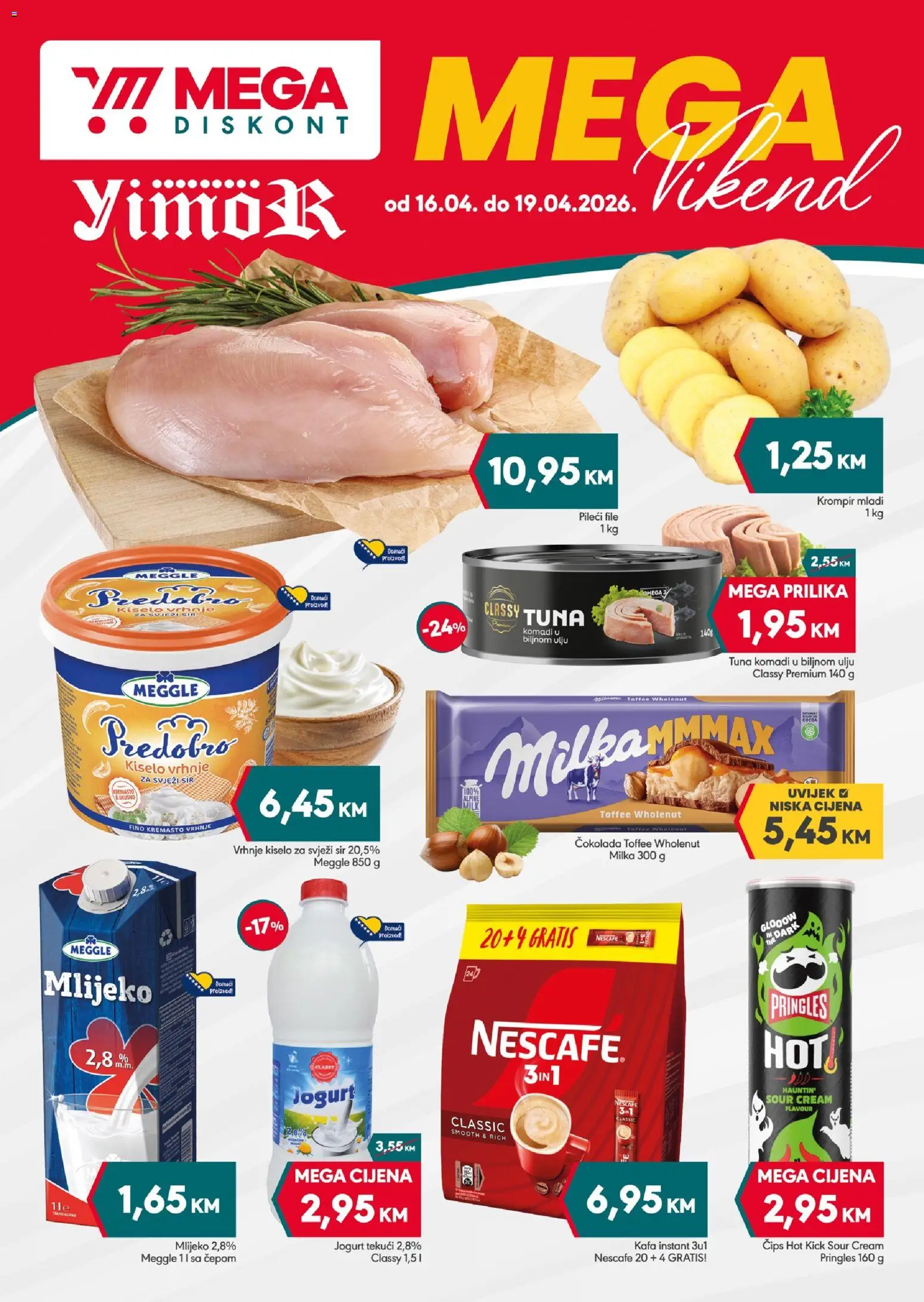 Pregled letka Mega Diskont vikend akcija trgovine Mega Diskont vrijedi od 16.04.2026