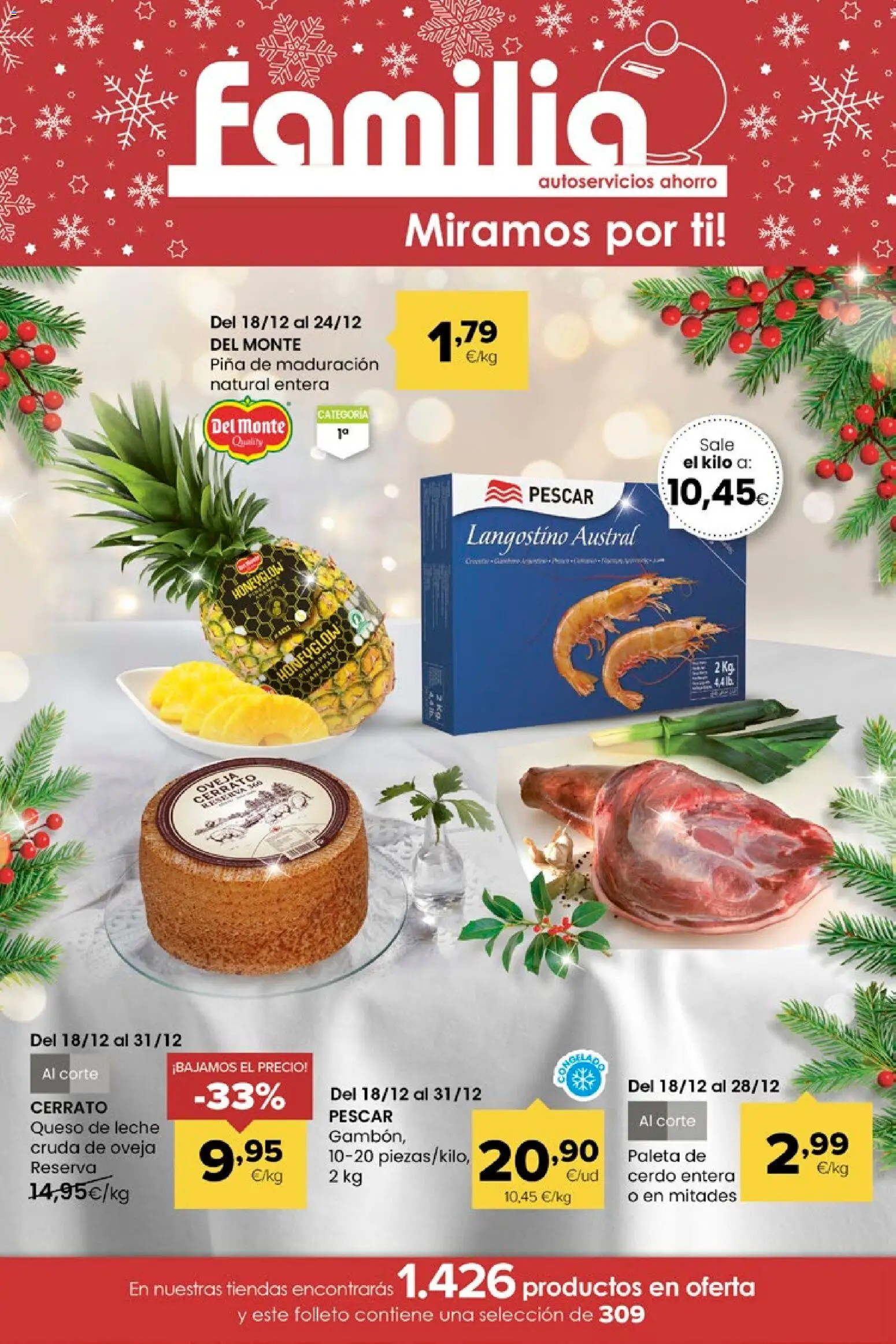 Vista previa del folleto de la tienda Eroski válido desde el 18/12/2025 - Queso, Cerdo, Piña, Leche, Langostino