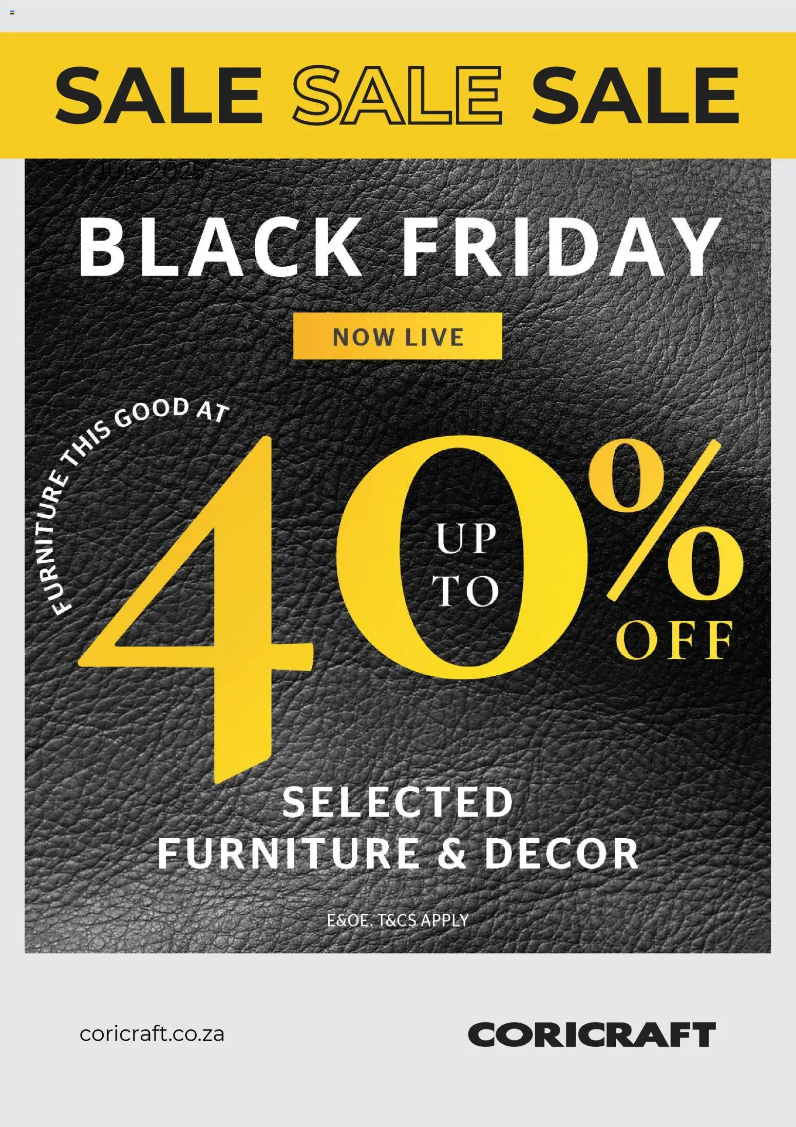 Coricraft Black Friday from from Thursday 23/10/2025 > Promotions