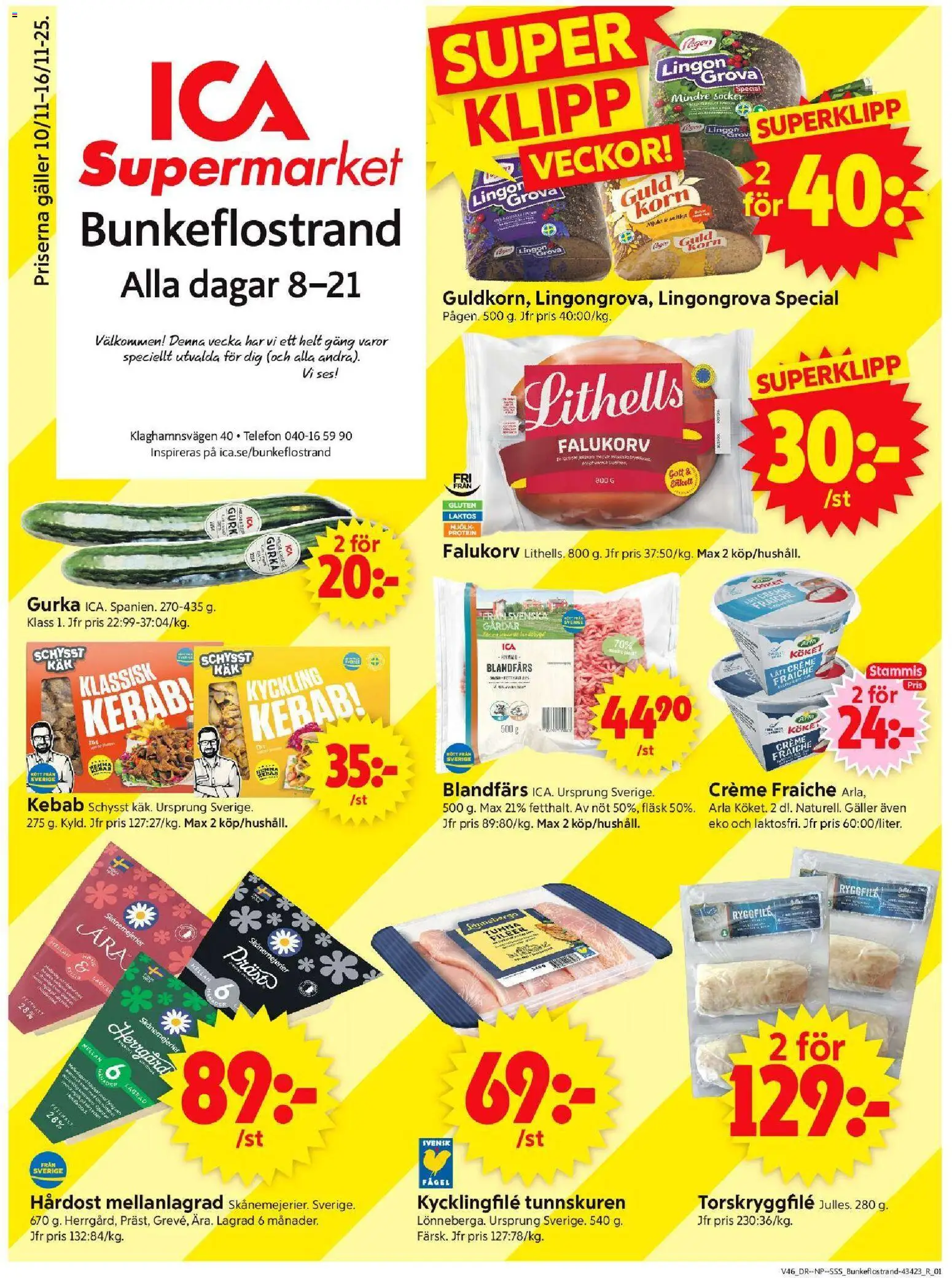 Förhandsgranska reklamblad Bunkeflostrand från butik ICA Supermarket gäller från 10/11/2025