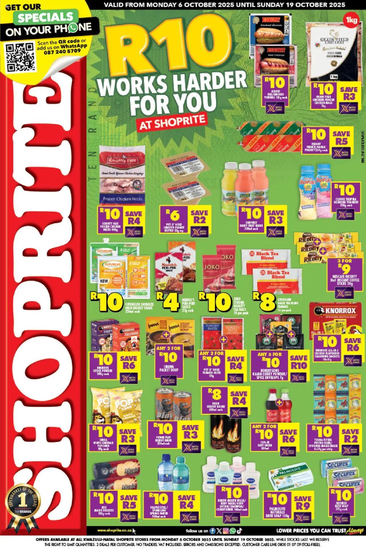Shoprite KwaZulu-Natal - R10 Works Harder 06/10 - 19/10/2025 >> Catalogue