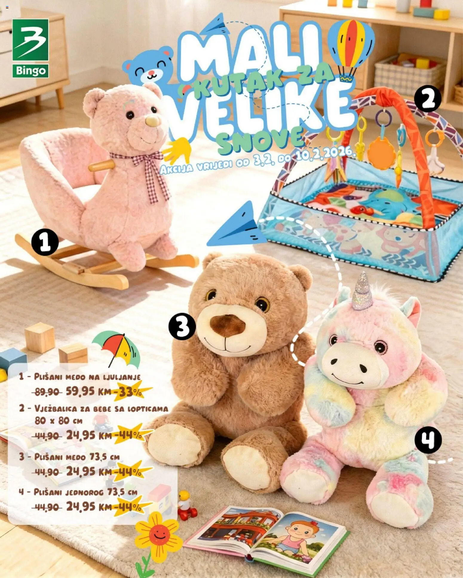 Pregled letka Mali kutak za velike snove trgovine Bingo vrijedi od 03.02.2026.