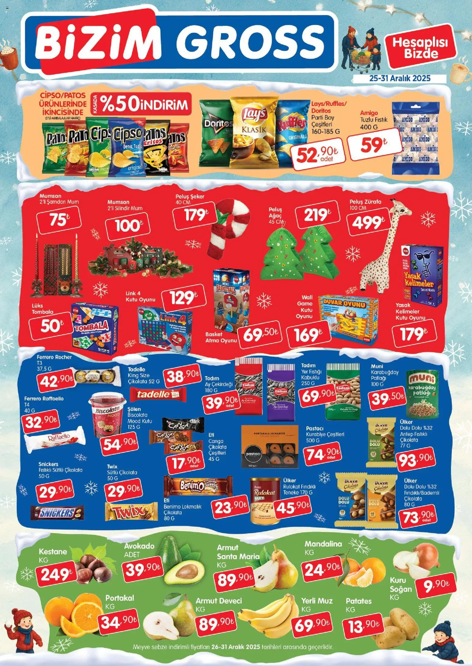 Bizim Toptan Bizim Gross Fırsat Bülteni 25.12.2025 - Broşürünün önizlemesi - Patates, Meyve, Muz, Yer fıstığı, Sebze, Kutu, Soğan, Mandalina