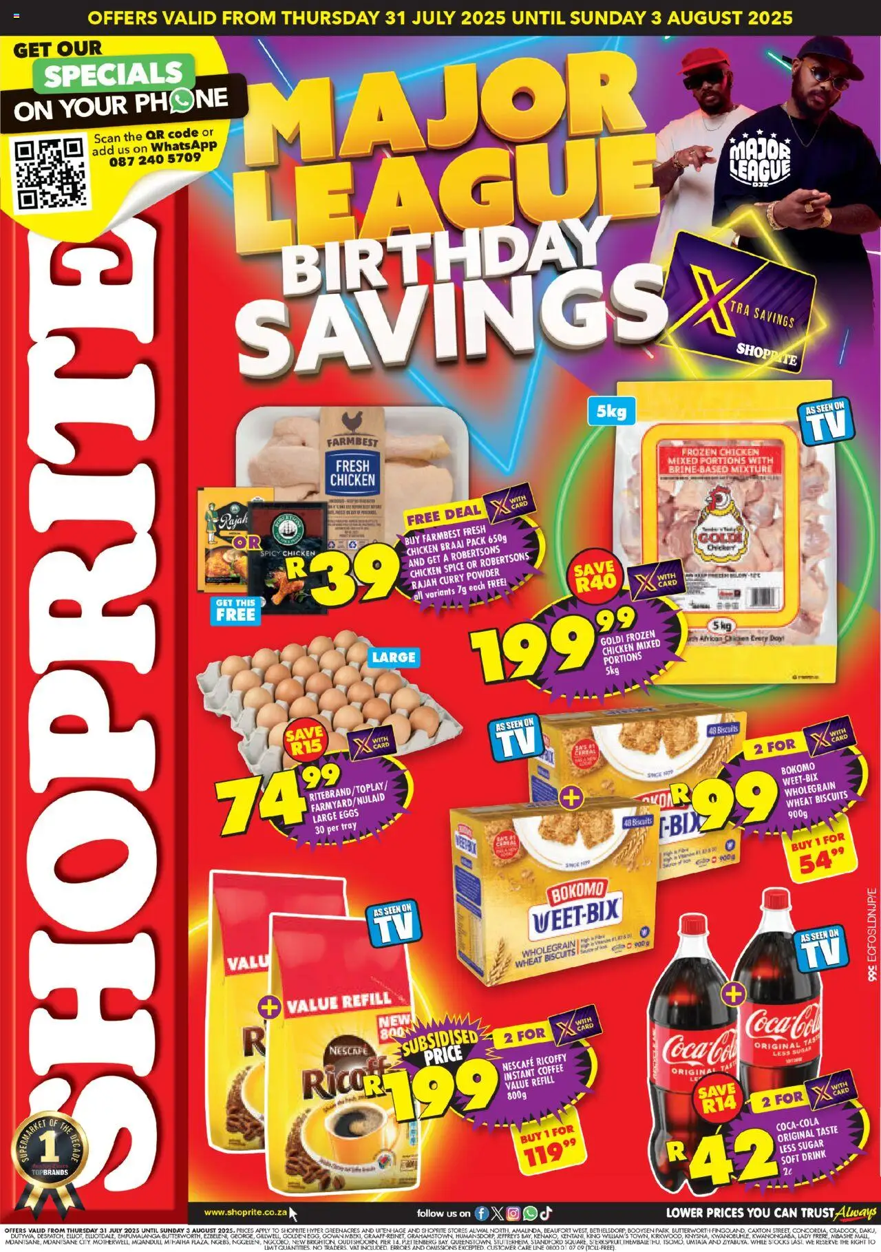 Shoprite Eastern Cape - Major League Birthday Savings 31/07 - 03/08/2025 >> Catalogue
