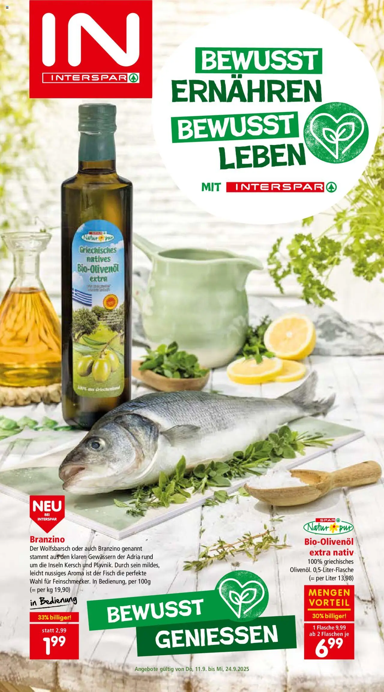  INTERSPAR Flugblatt 11.09.2025 - Angebote "Bewusst Ernähren" - Seite 1