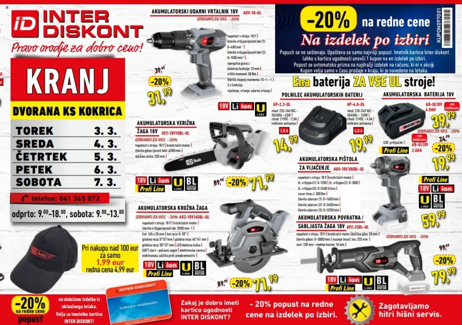 Predogled kataloga iz trgovine Inter Diskont veljaven od 03.03.2026 - Telefon, Baterija, Orodje, Krožna žaga, Usb, Vrtalnik