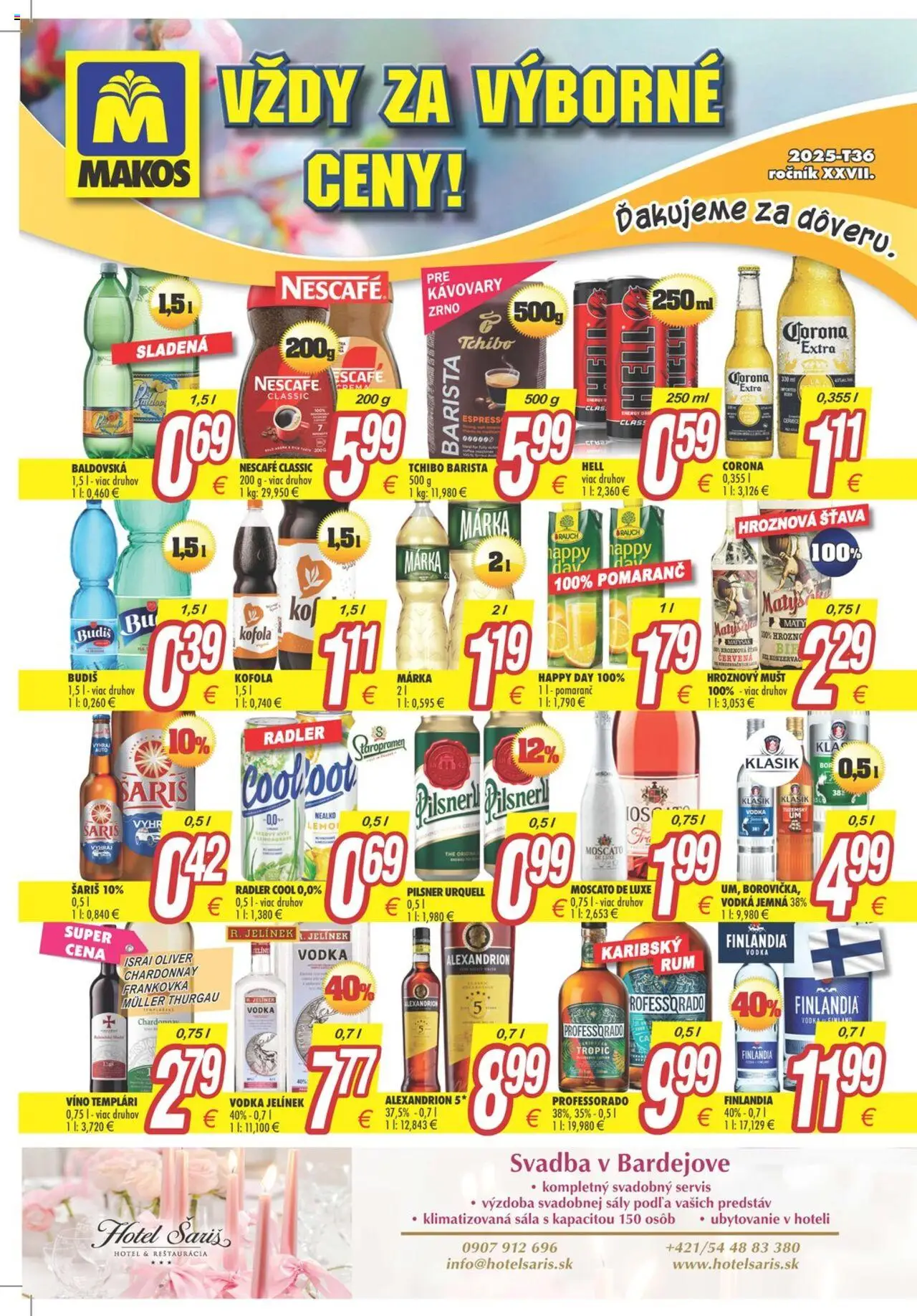 Makos Leták od 01.09.2025 > Makosáčik online - Víno, Kofola, Pilsner Urquell, Vodka, Šariš, Finlandia, Baldovská, Šťava