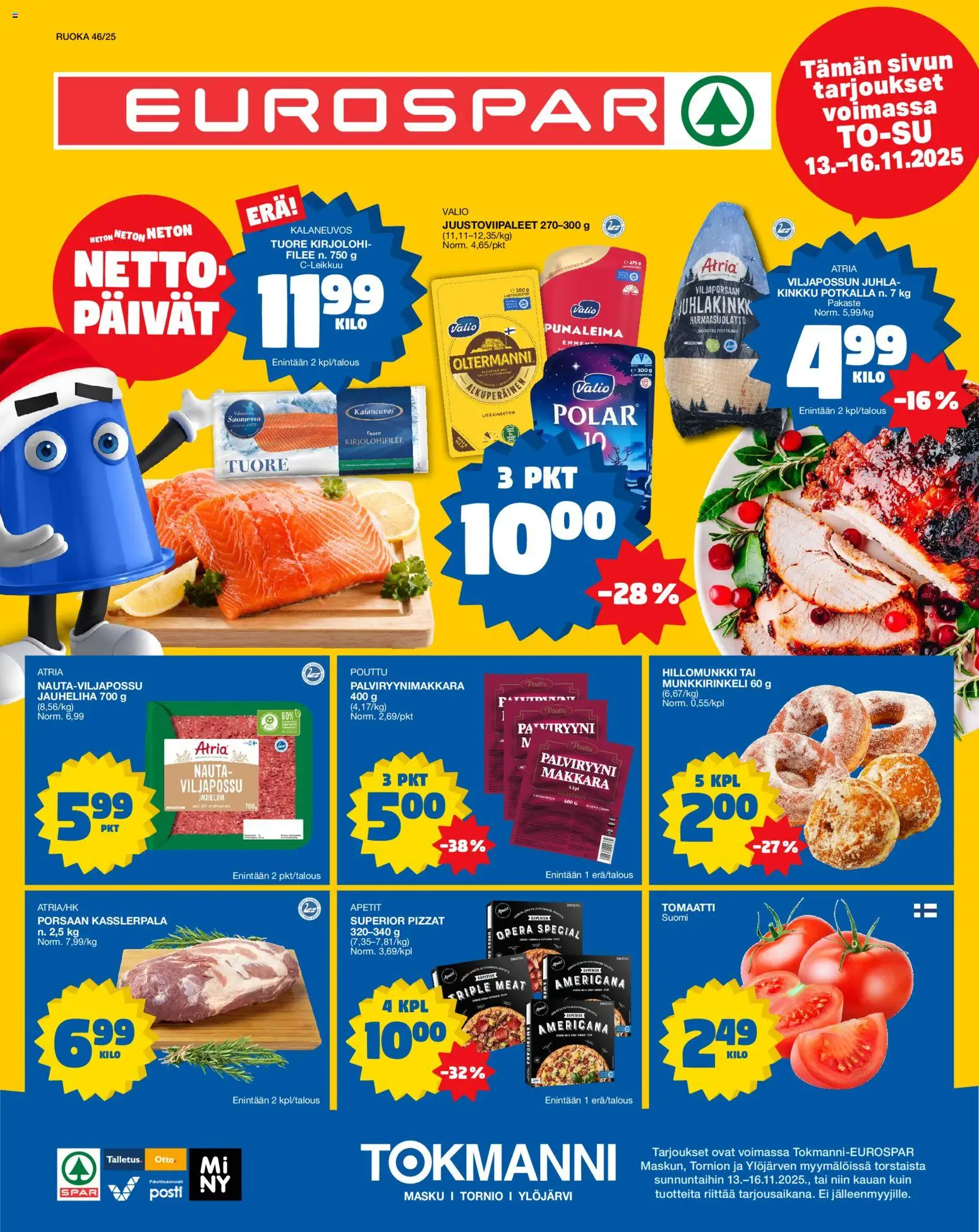 Kaupan Tokmanni EUROSPAR Ylöjärvi Ruokasanomat esikatselu, voimassa 13/11/2025