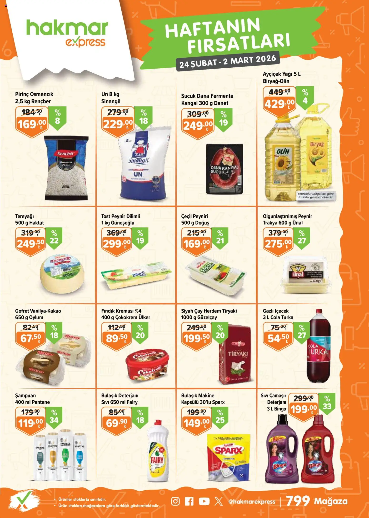 Hakmar Express Katalog 24.02.2026 - Broşürünün önizlemesi - Çay, Tereyağı, Sucuk, Şampuan, Pirinç, Bulaşık deterjanı, Gofret, Gazlı içecek