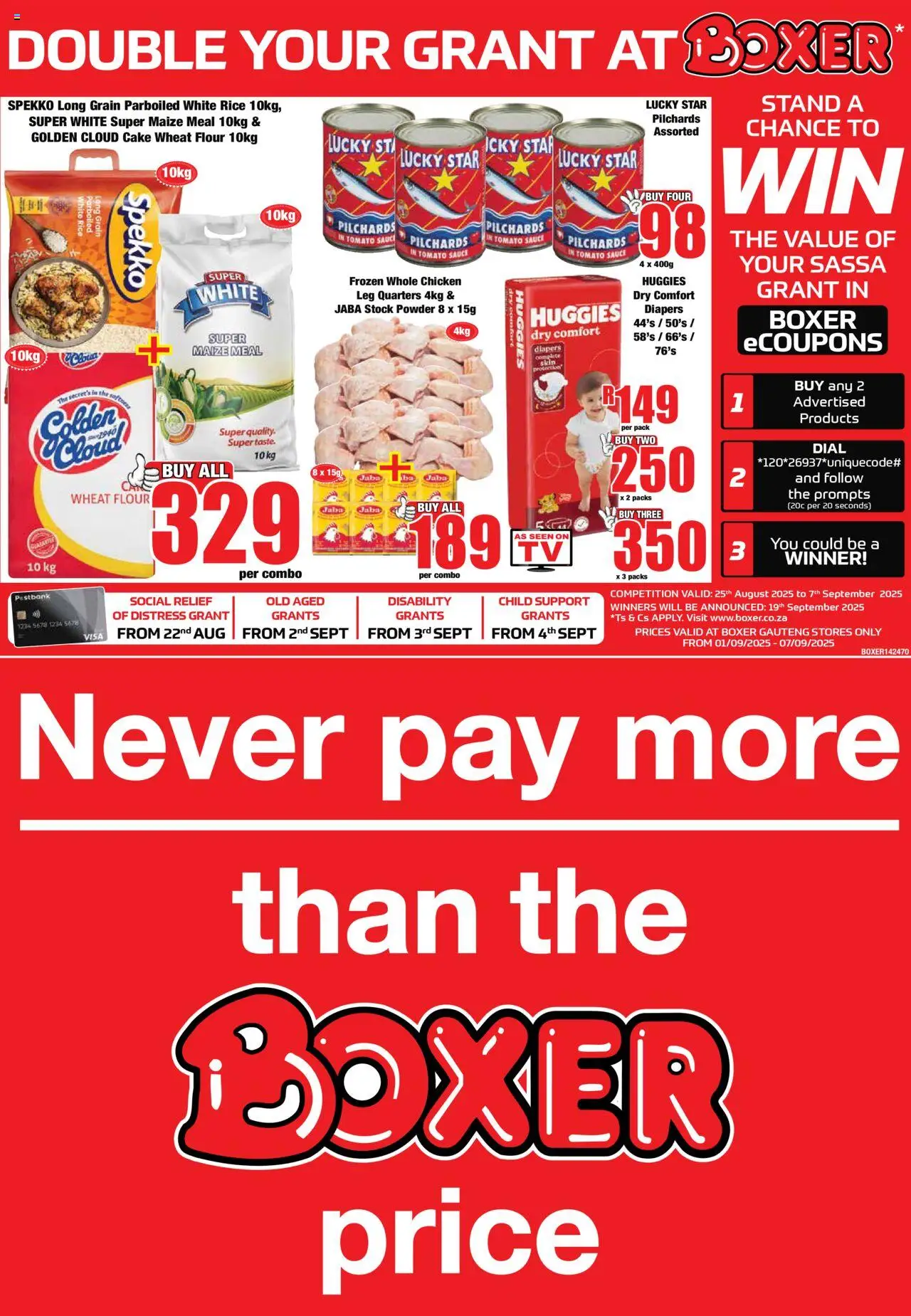 Boxer Gauteng - Never Pay More Specials from 01/09 - 07/09/2025 > Promotions