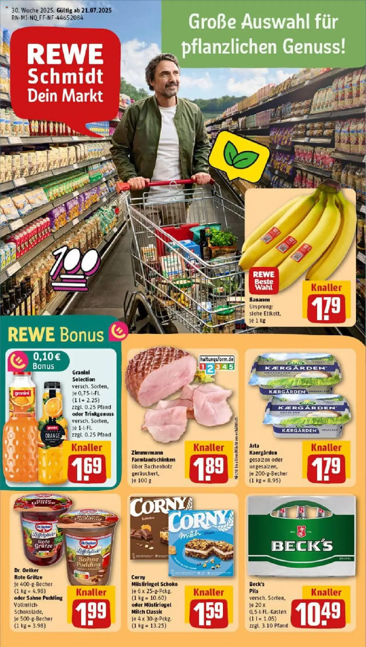 REWE Prospekt ab 20.07.2025 nächste Woche - Prospekt Waldkappel - Bananen, Milch, Sahne, Pudding, Granini, Pils