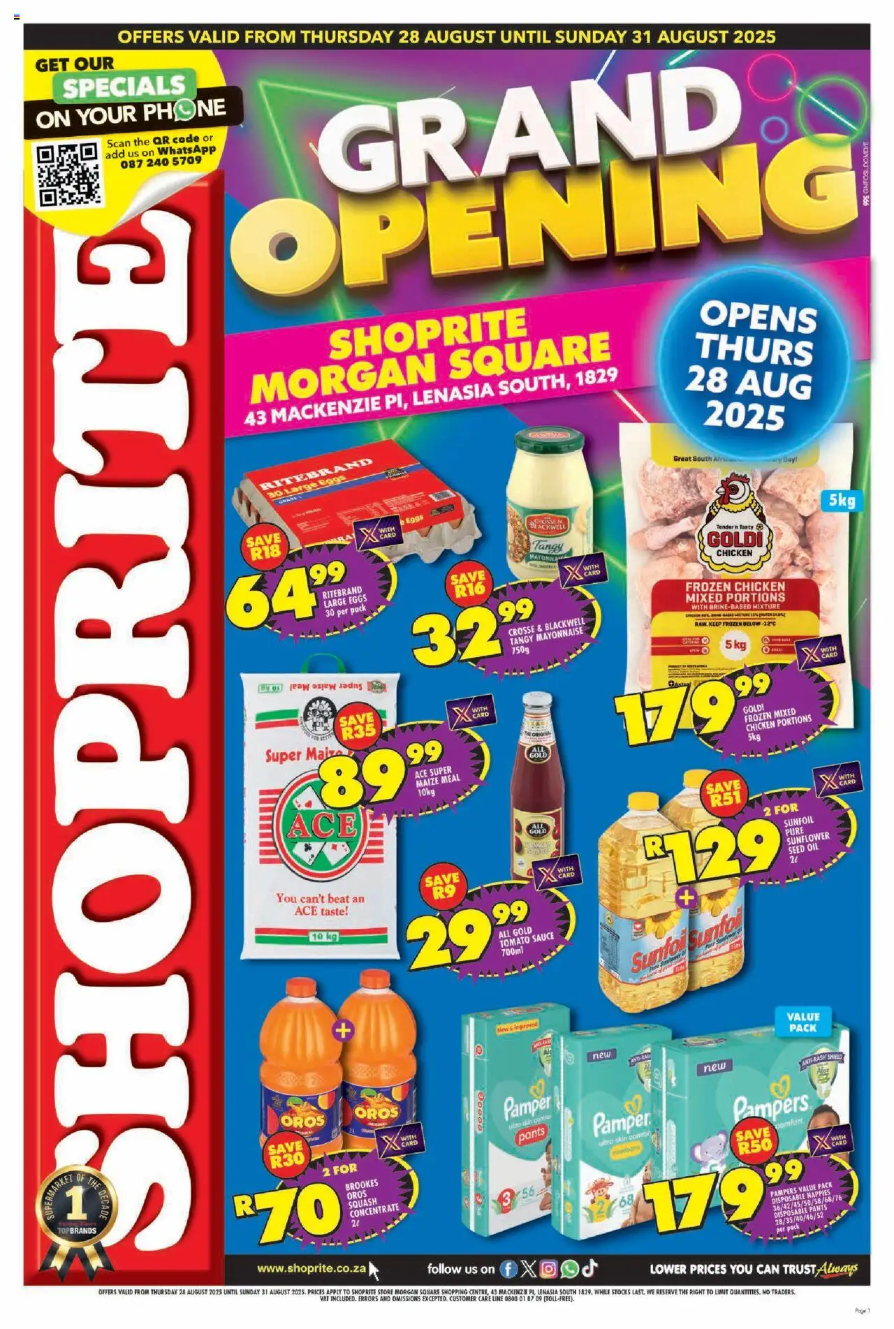 Shoprite Gauteng - Major Deals Grand Opening Morgan Square 28/08 - 31/08/2025 >> Catalogue