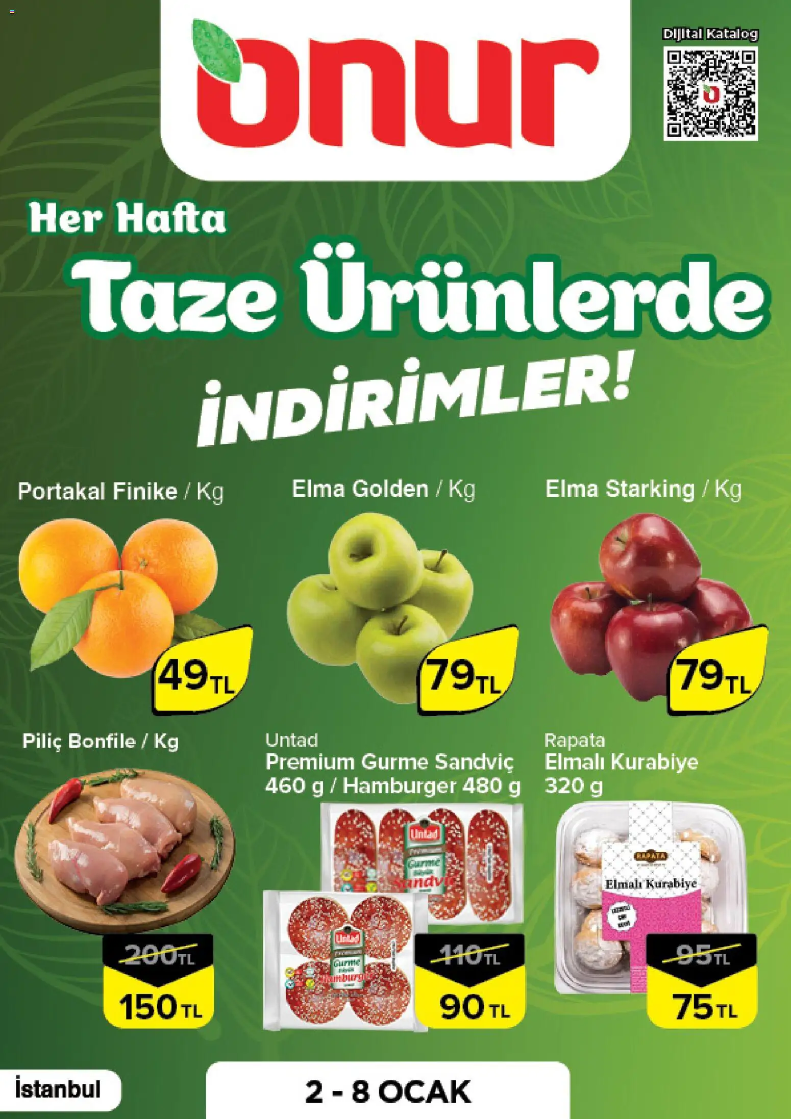 Onur Market Taze Ürünlerde İndirimler - İstanbul 02.01.2026 - Broşürünün önizlemesi