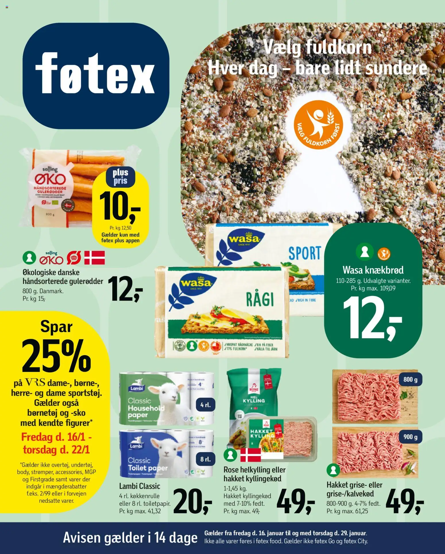 Eksempel på tilbudsavis Tilbudsavis fra butik Føtex gyldig fra 16/01/2026 - Toilet, Sko, Knækbrød, Gulerødder, Kyllingekød