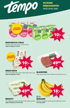Förhandsgranska reklamblad Aktuella reklamblad Tempo från butik Tempo gäller från 16/02/2026