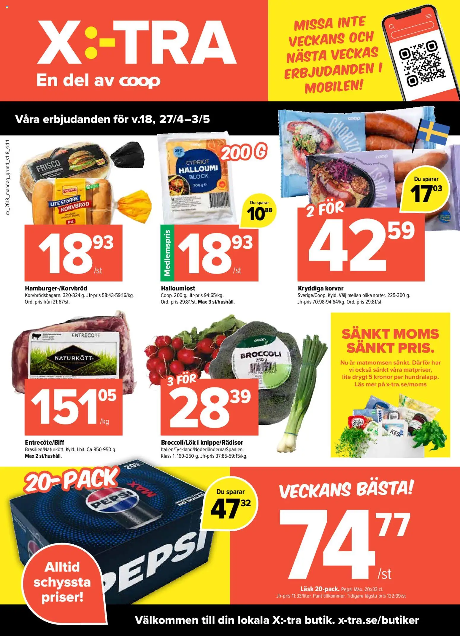Förhandsgranska reklamblad Coop X:-TRA erbjudanden från butik Coop X:-TRA gäller från 27/04/2026