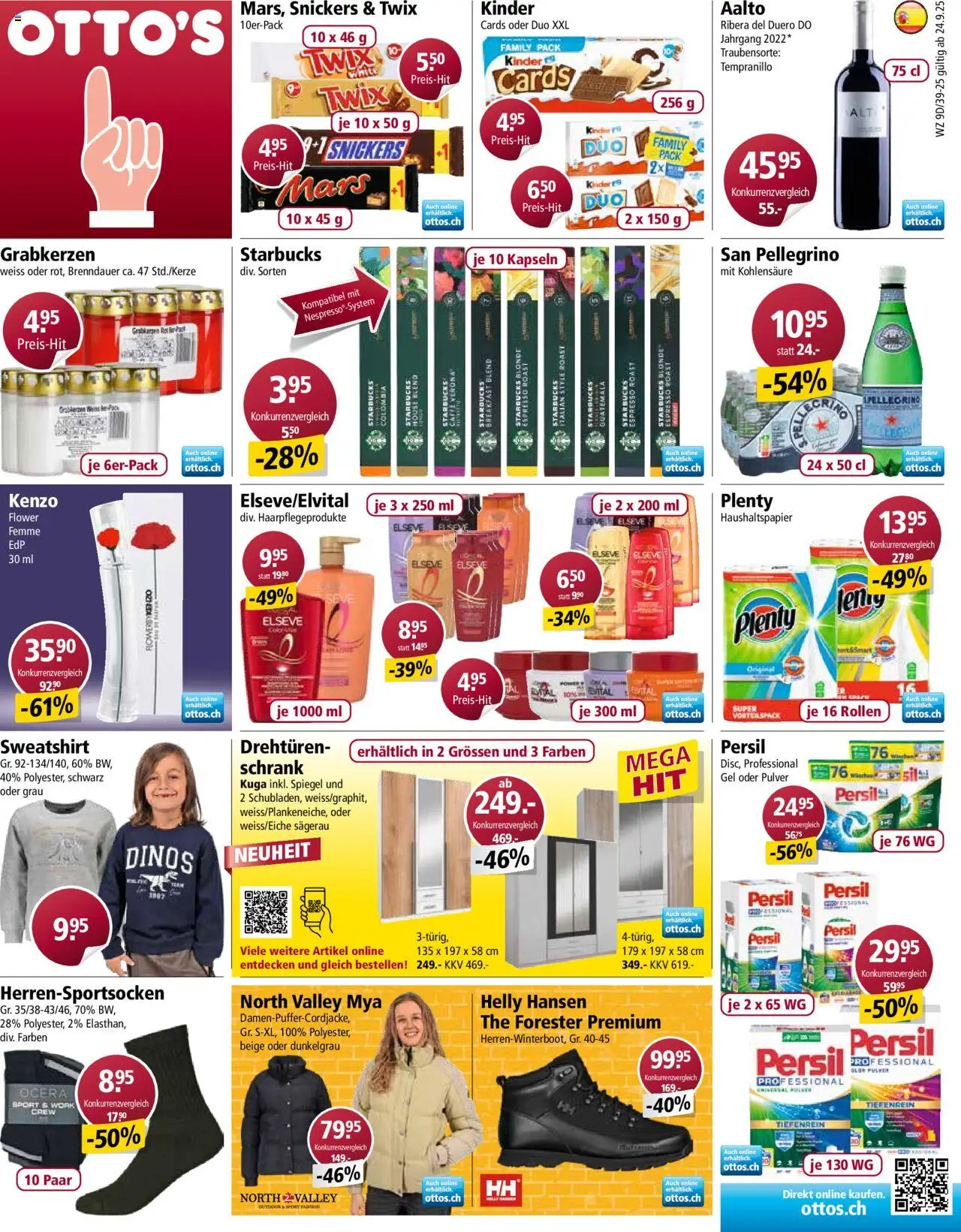 Vorschau des Merkblatts Aktionen vom Shop Otto's gültig von 24.09.2025 bis 30.09.2025 - Spiegel, Mars, Schrank, Bier, Snickers, Sweatshirt, Twix, Pulver