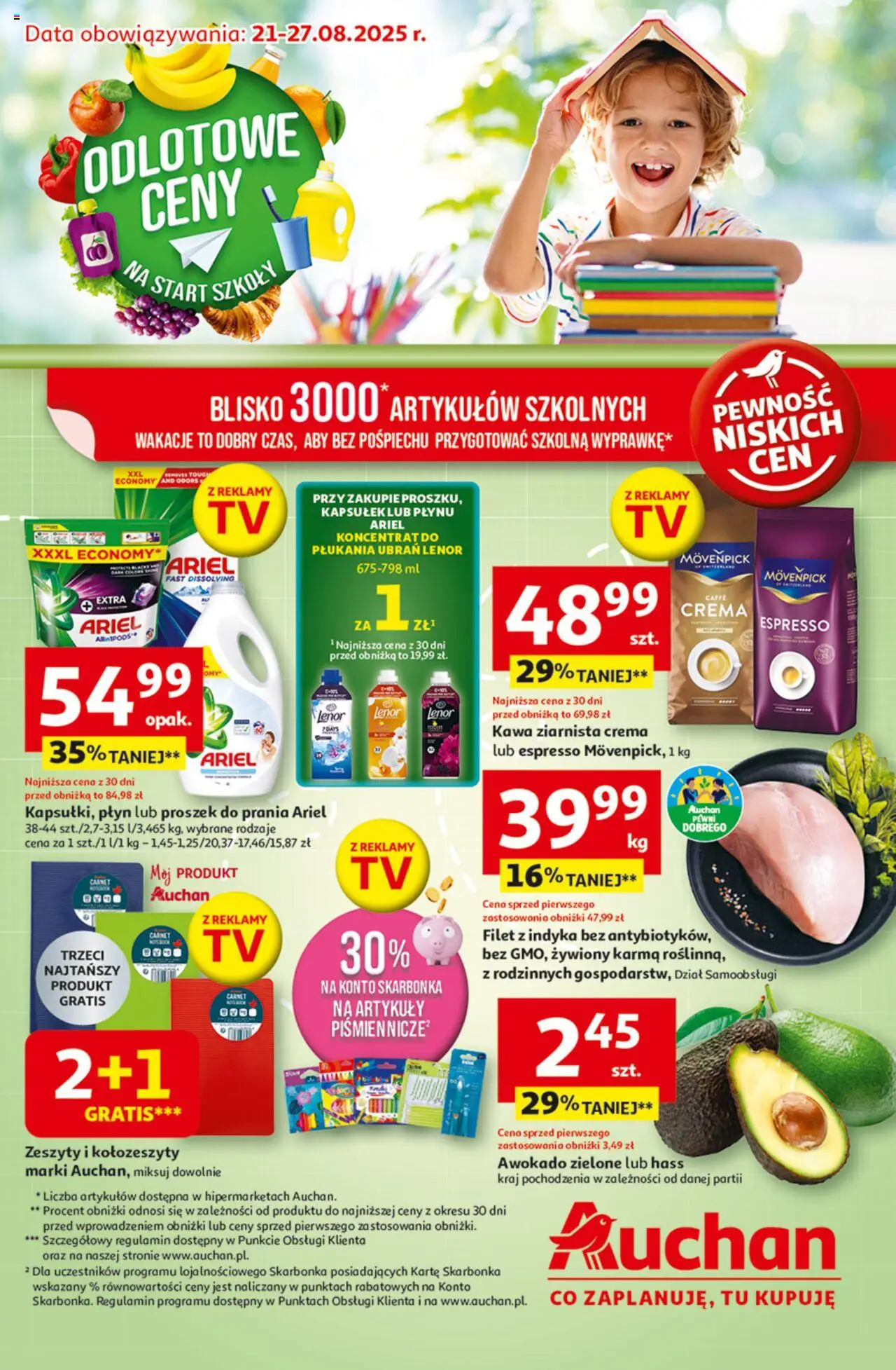 Auchan Odlotowe ceny na start szkoły Hipermarket od 21.08.2025 - Nowa Gazetka - Numer strony 1