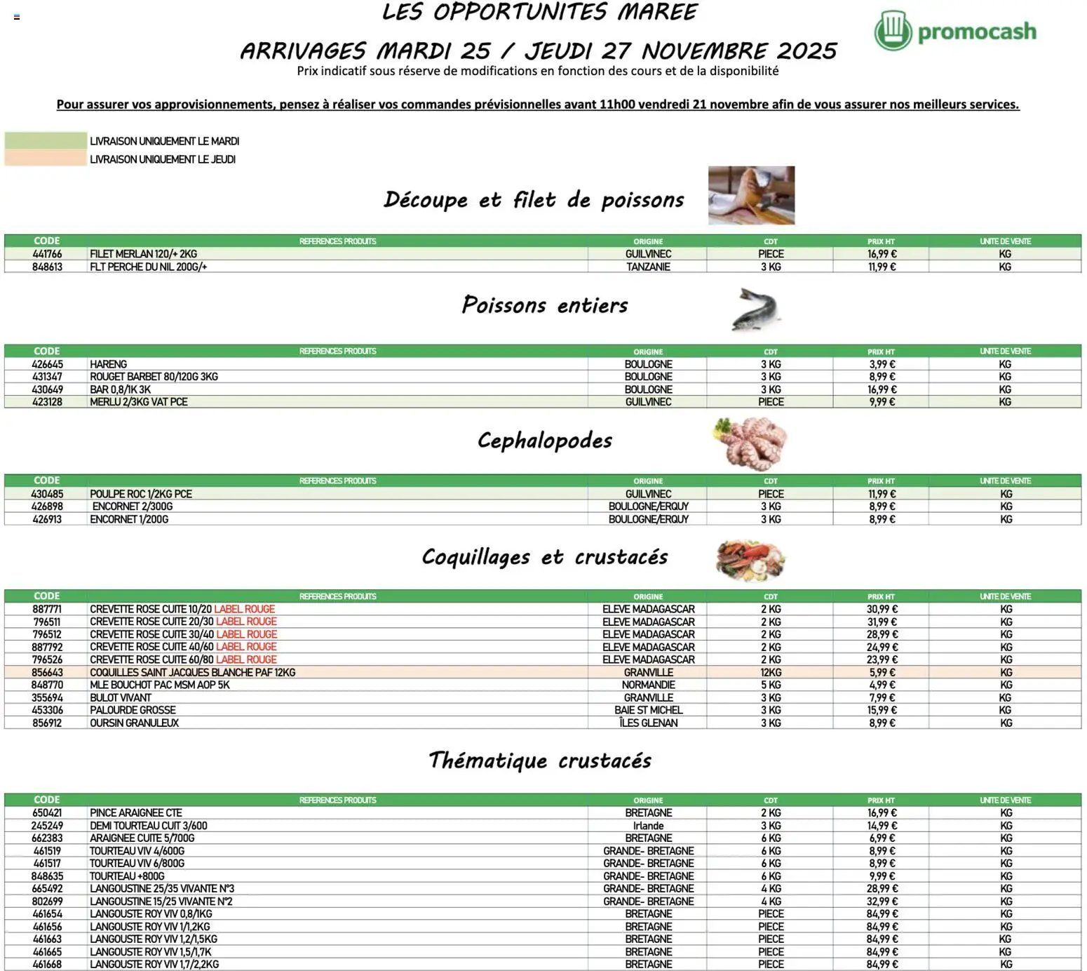 Prévisualisation de Opportunités Marée du magasin Promocash formulaire valide 25/11/2025