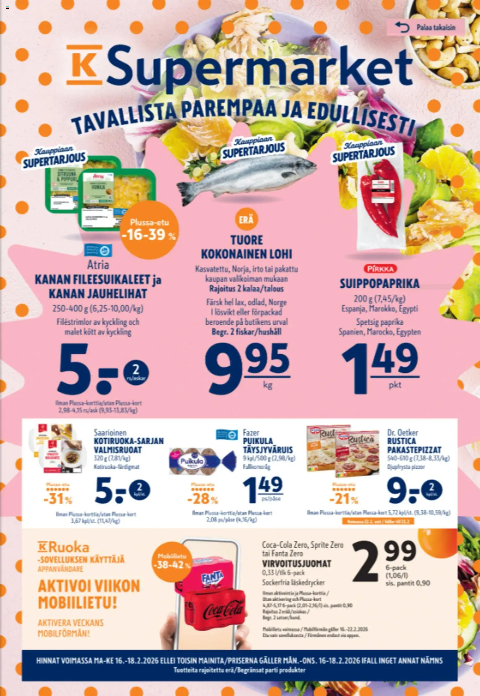 Kaupan K-Supermarket Tarjoukset esikatselu, voimassa 16/02/2026